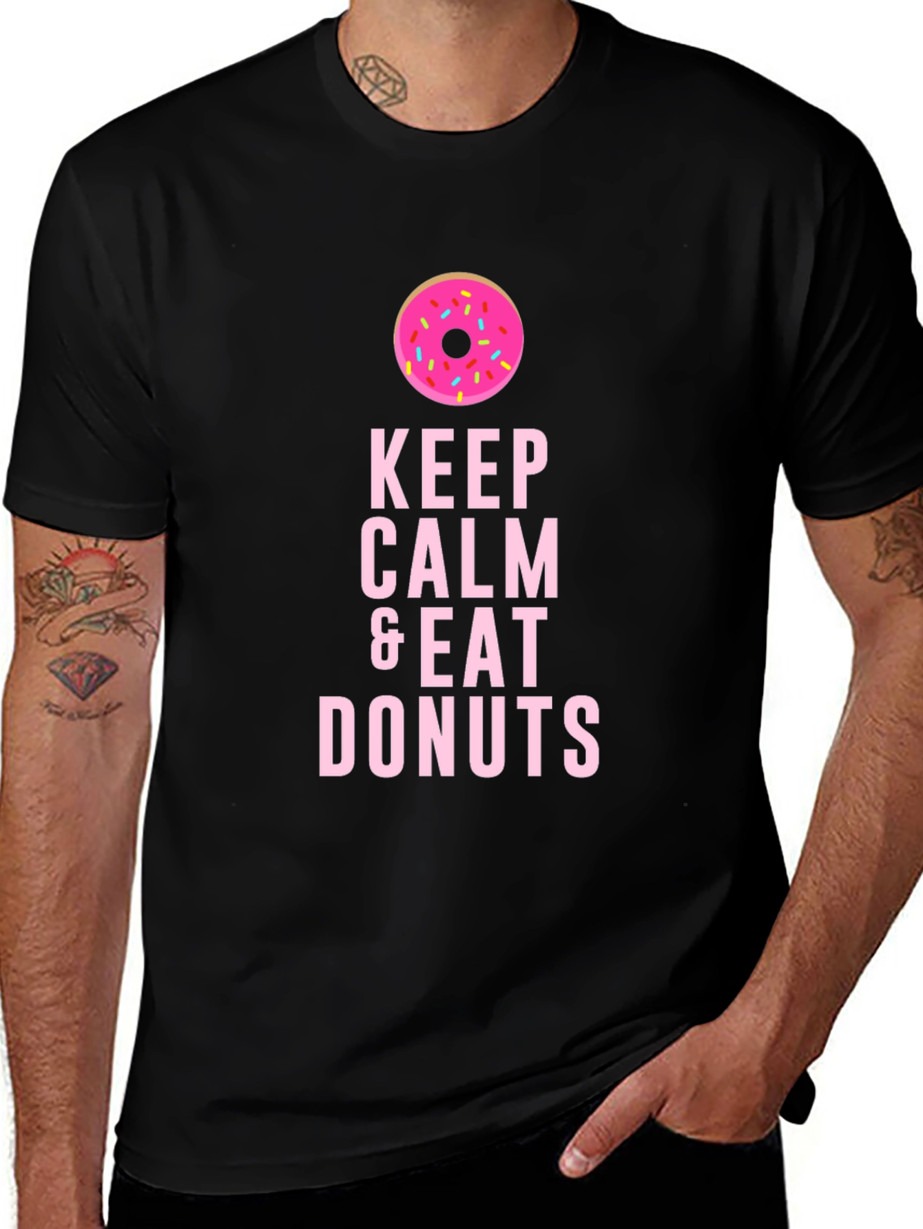 Keep Calm & Eat Donuts Black T-Shirt