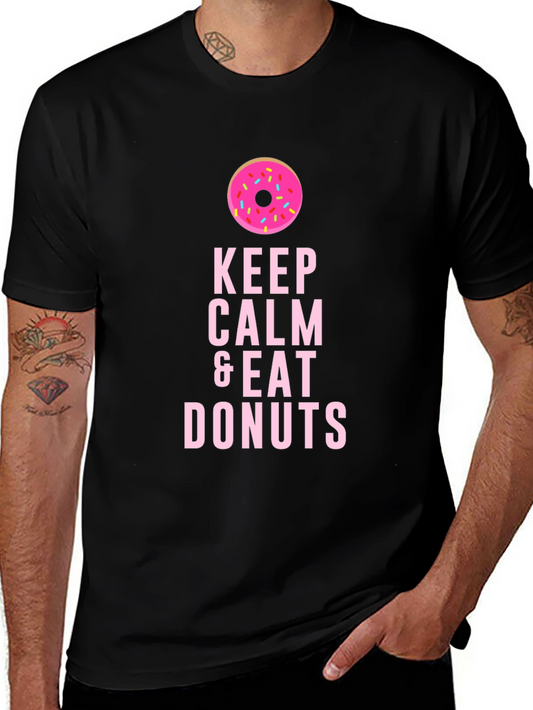 Keep Calm & Eat Donuts Black T-Shirt