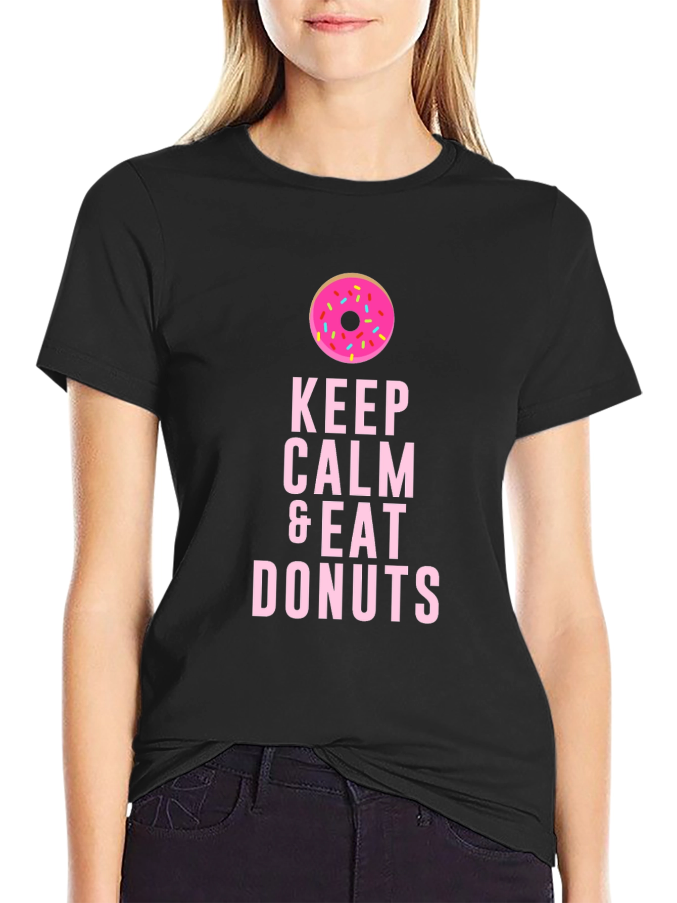 Keep Calm & Eat Donuts Black T-Shirt