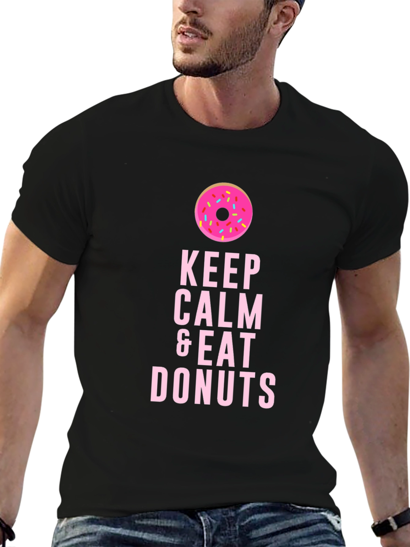 Keep Calm & Eat Donuts Black T-Shirt