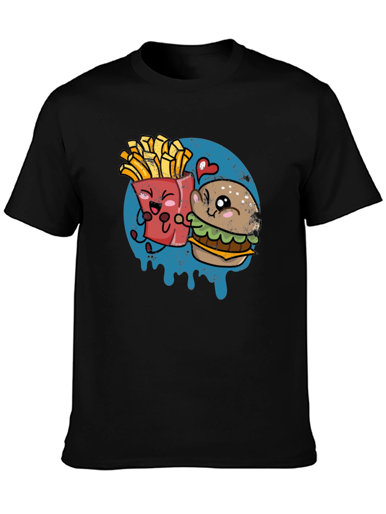 Burger & Fries Cartoon Graphic T-Shirt