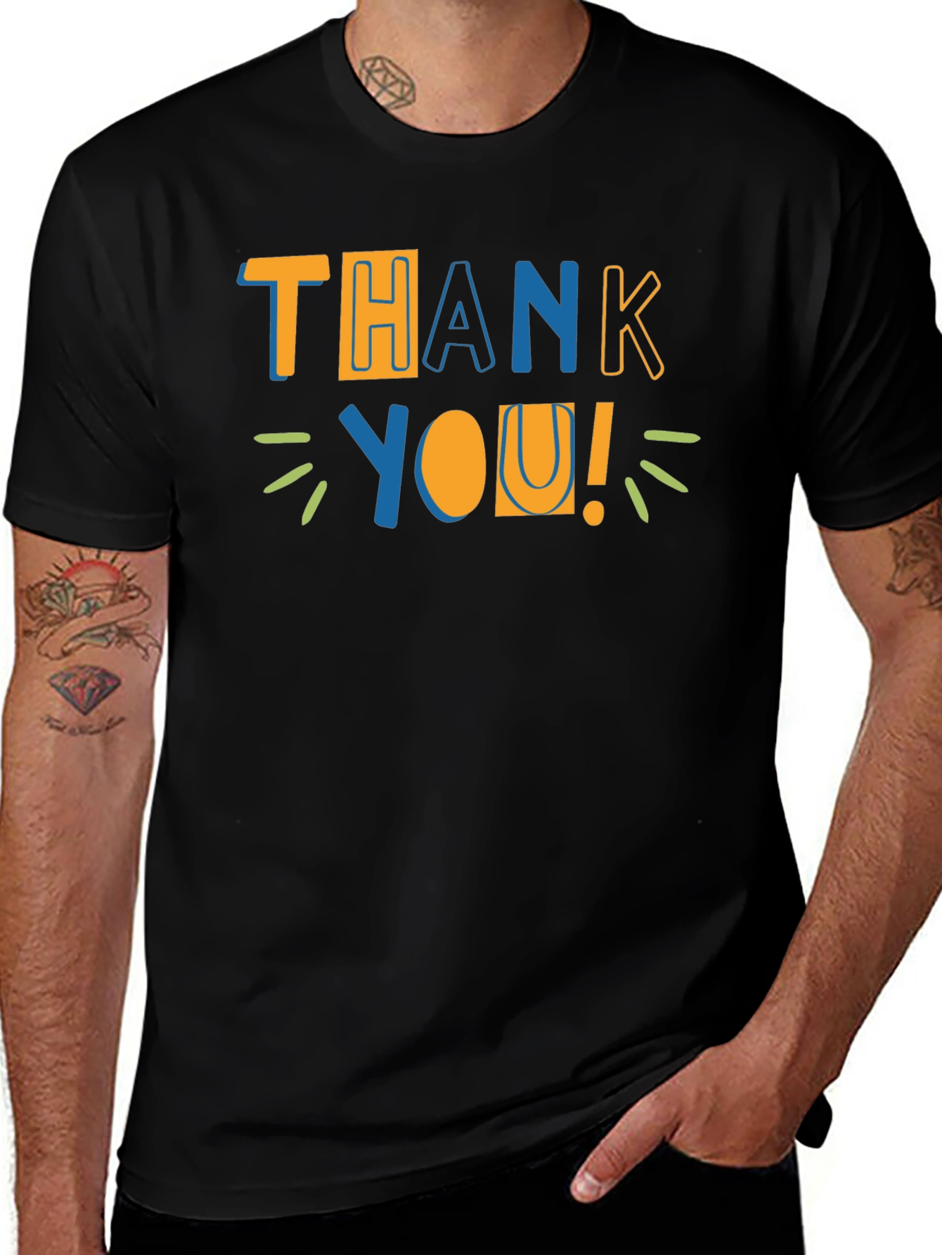 Thank You Graphic Print Crewneck T-Shirt