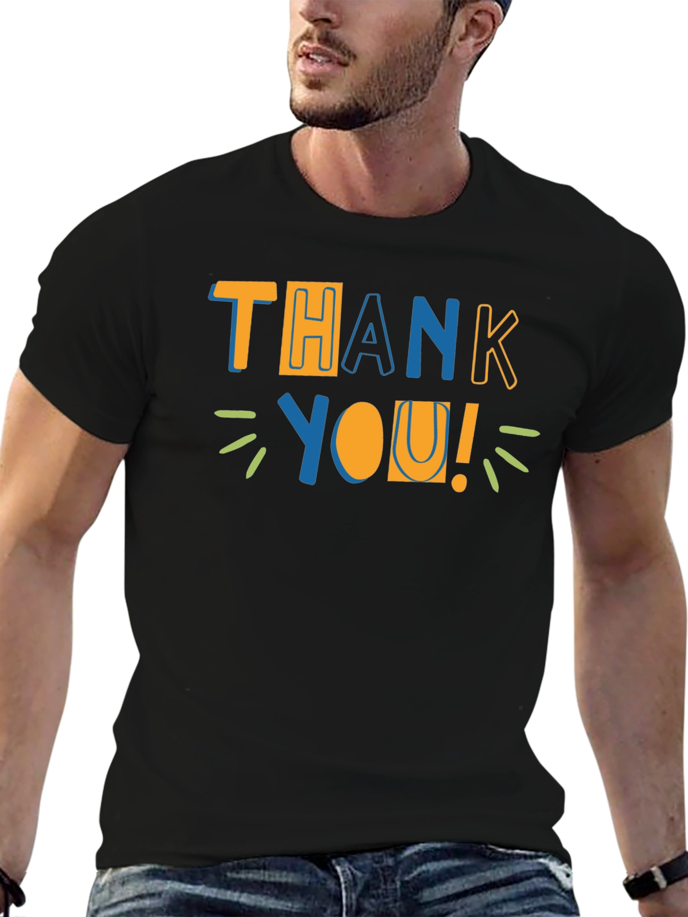 Thank You Graphic Print Crewneck T-Shirt