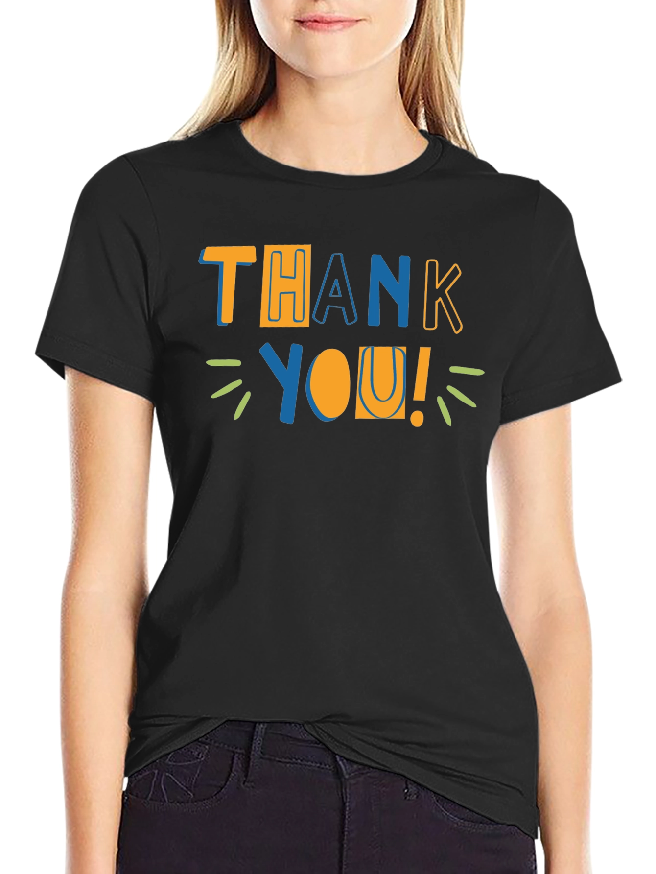 Thank You Graphic Print Crewneck T-Shirt