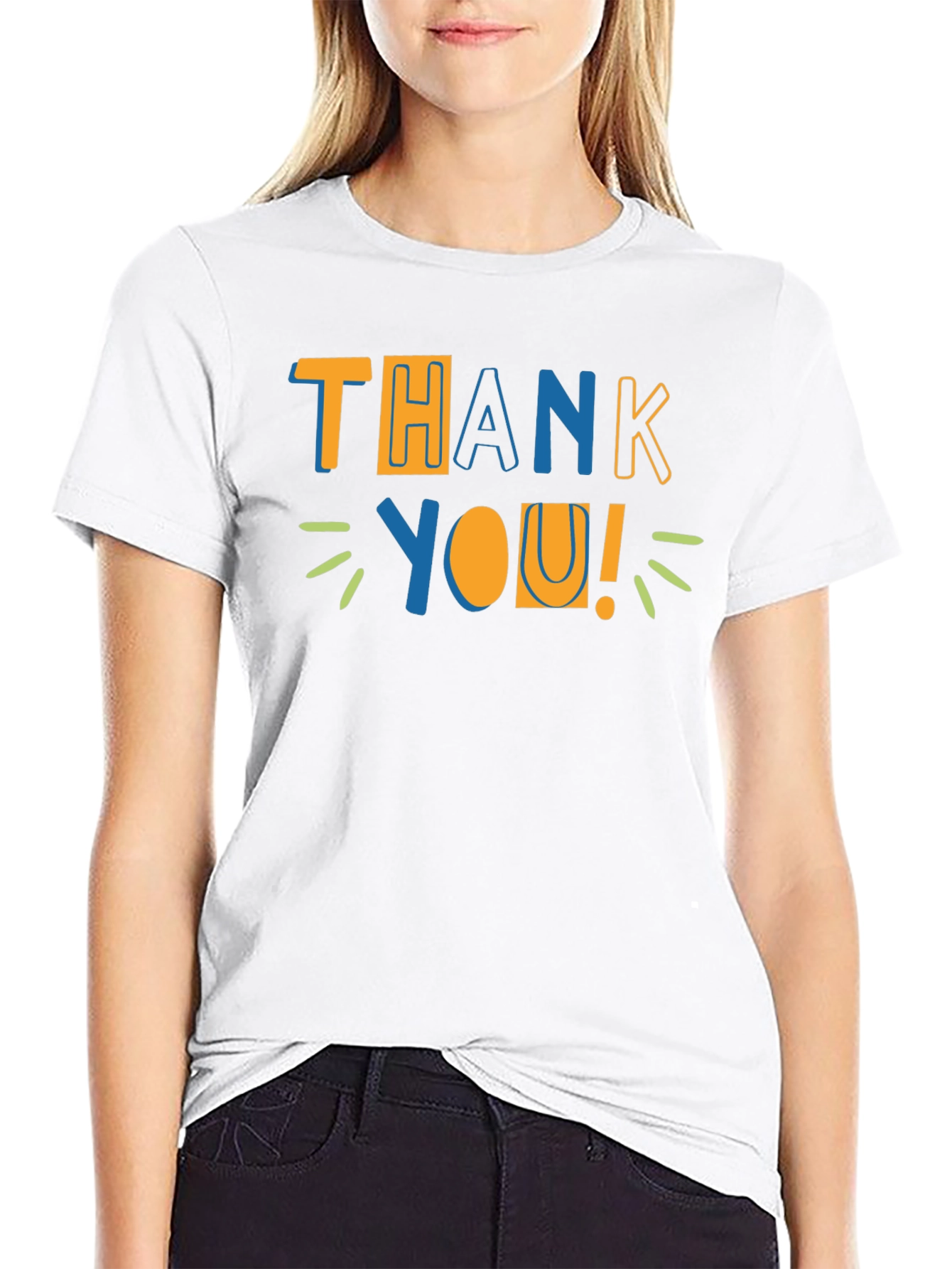 Thank You Graphic Print Crewneck T-Shirt