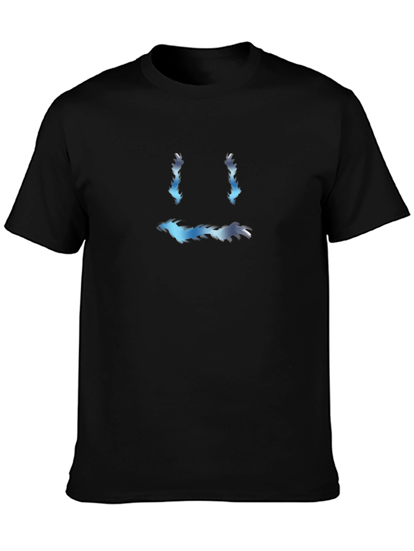 Mens Black Tee with Unique Abstract Face Design