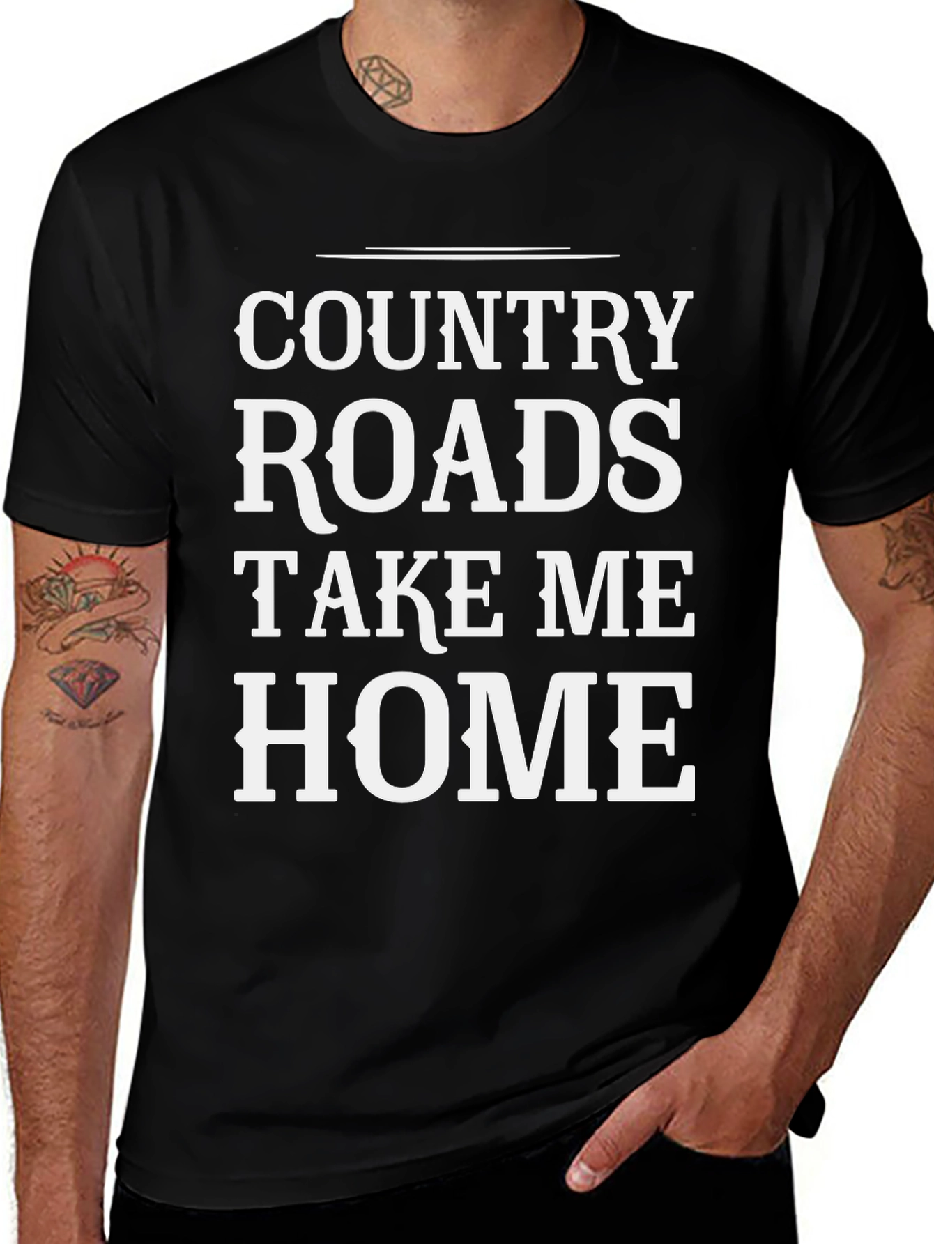 Country Roads Graphic Tee - Soft Cotton Black Shirt