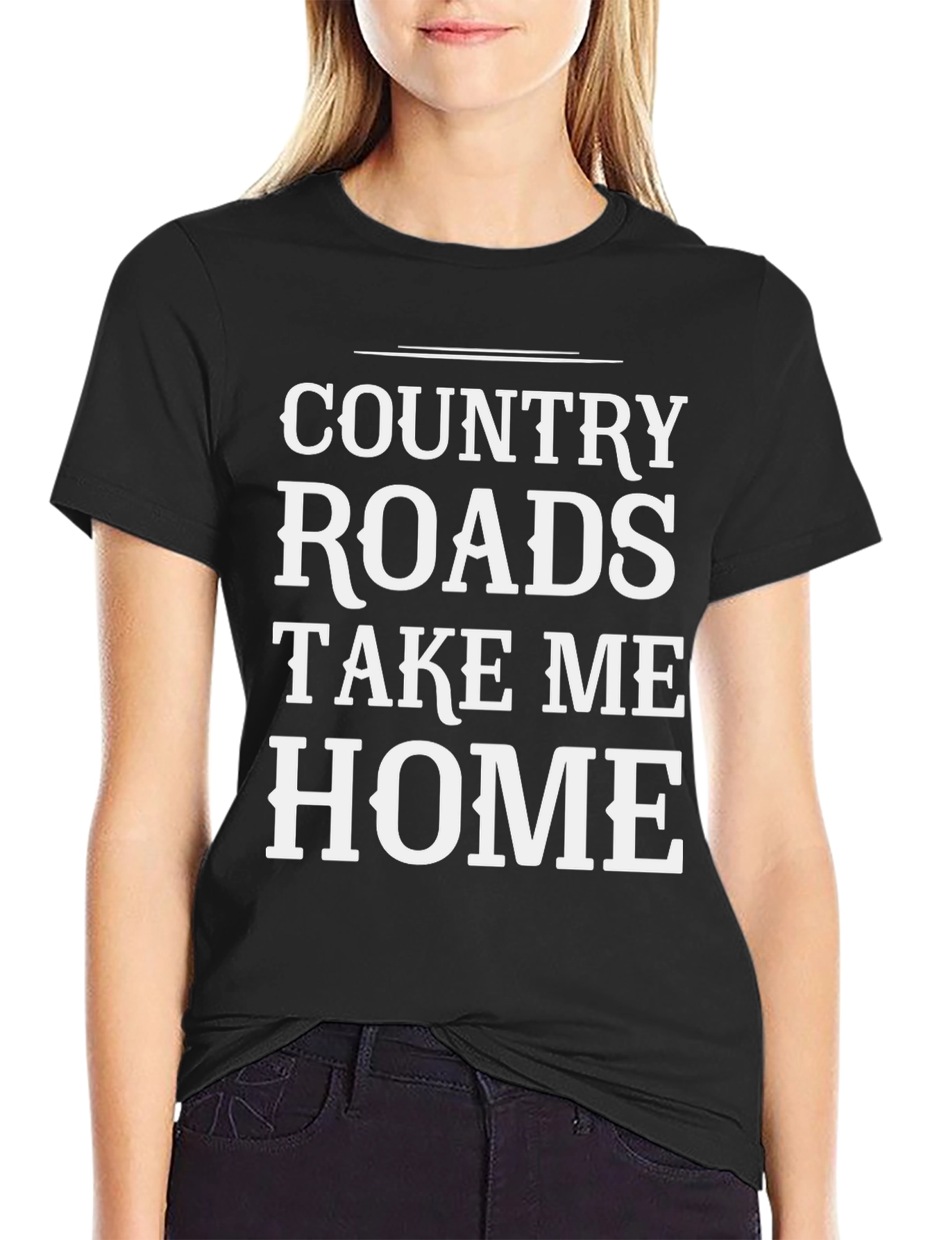 Country Roads Graphic Tee - Soft Cotton Black Shirt