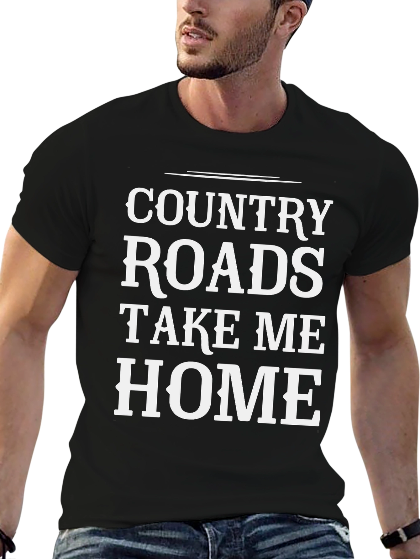 Country Roads Graphic Tee - Soft Cotton Black Shirt