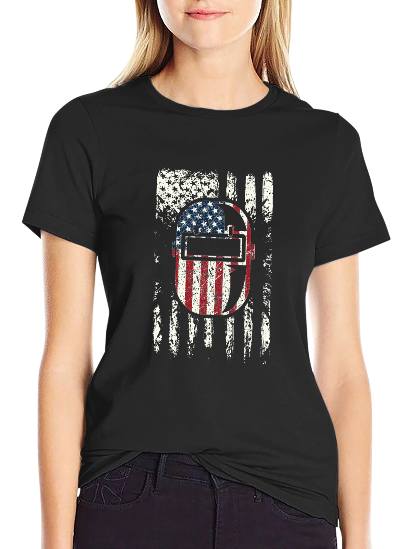 Welder USA Flag Patriotic Graphic Tee