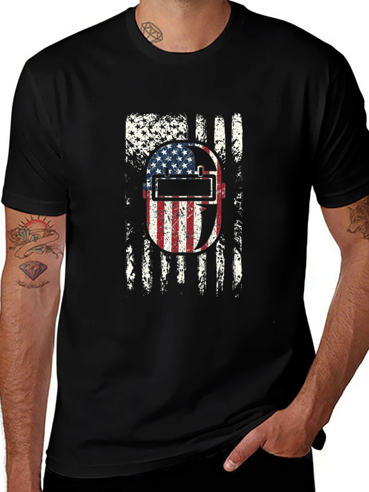 Welder USA Flag Patriotic Graphic Tee