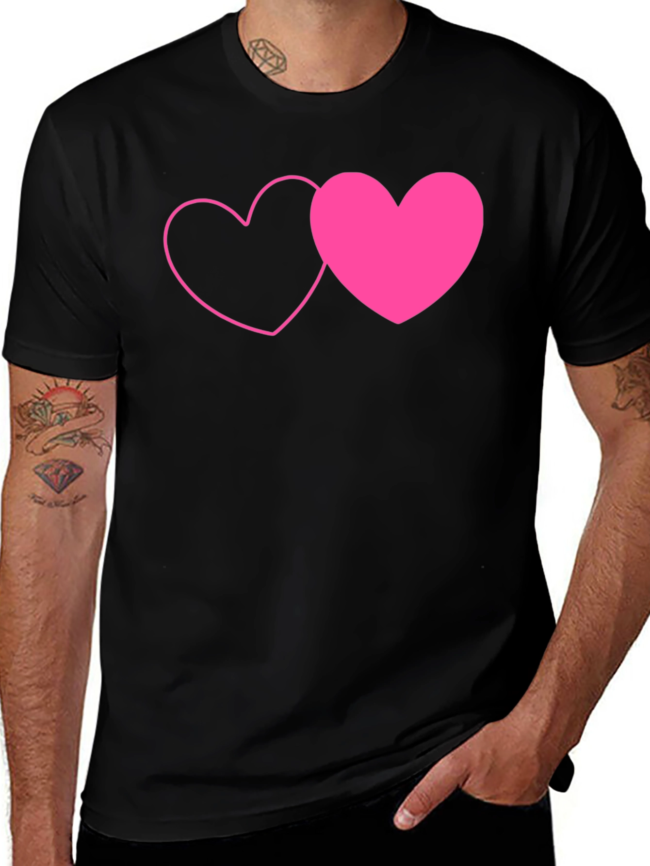 Love Heart Graphic Tee - Black