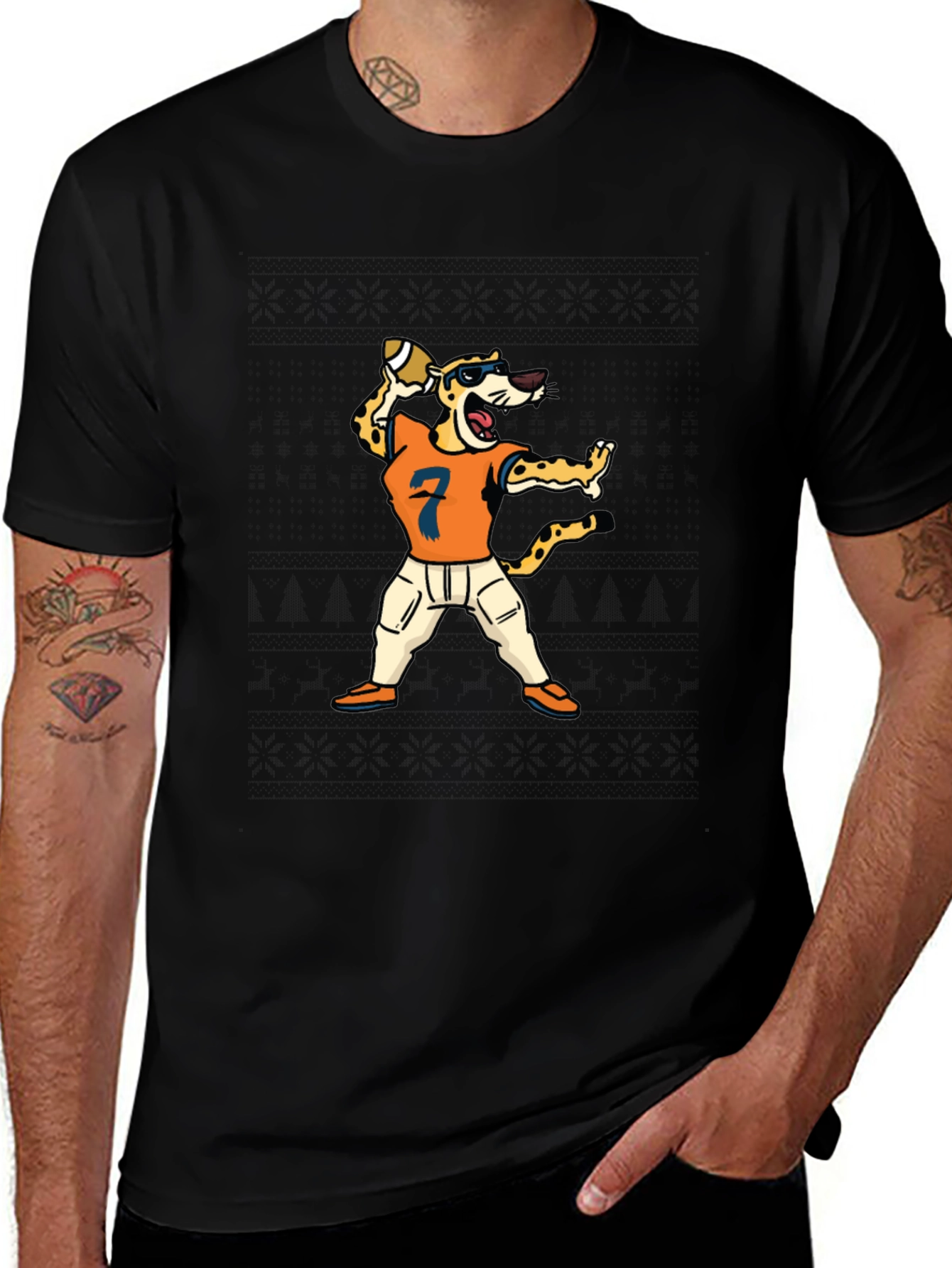 Cheetah Football Player T-Shirt