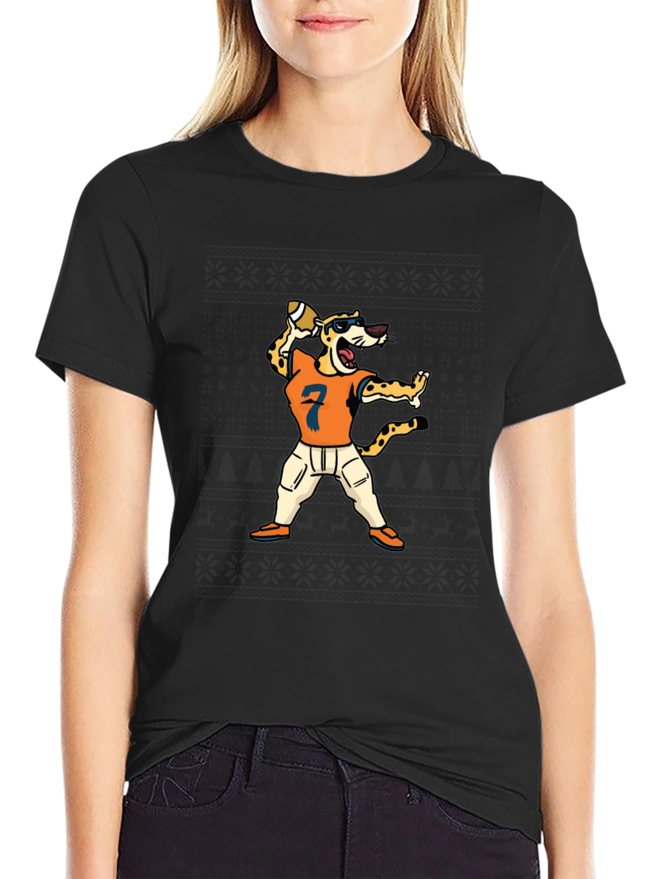 Cheetah Football Player T-Shirt