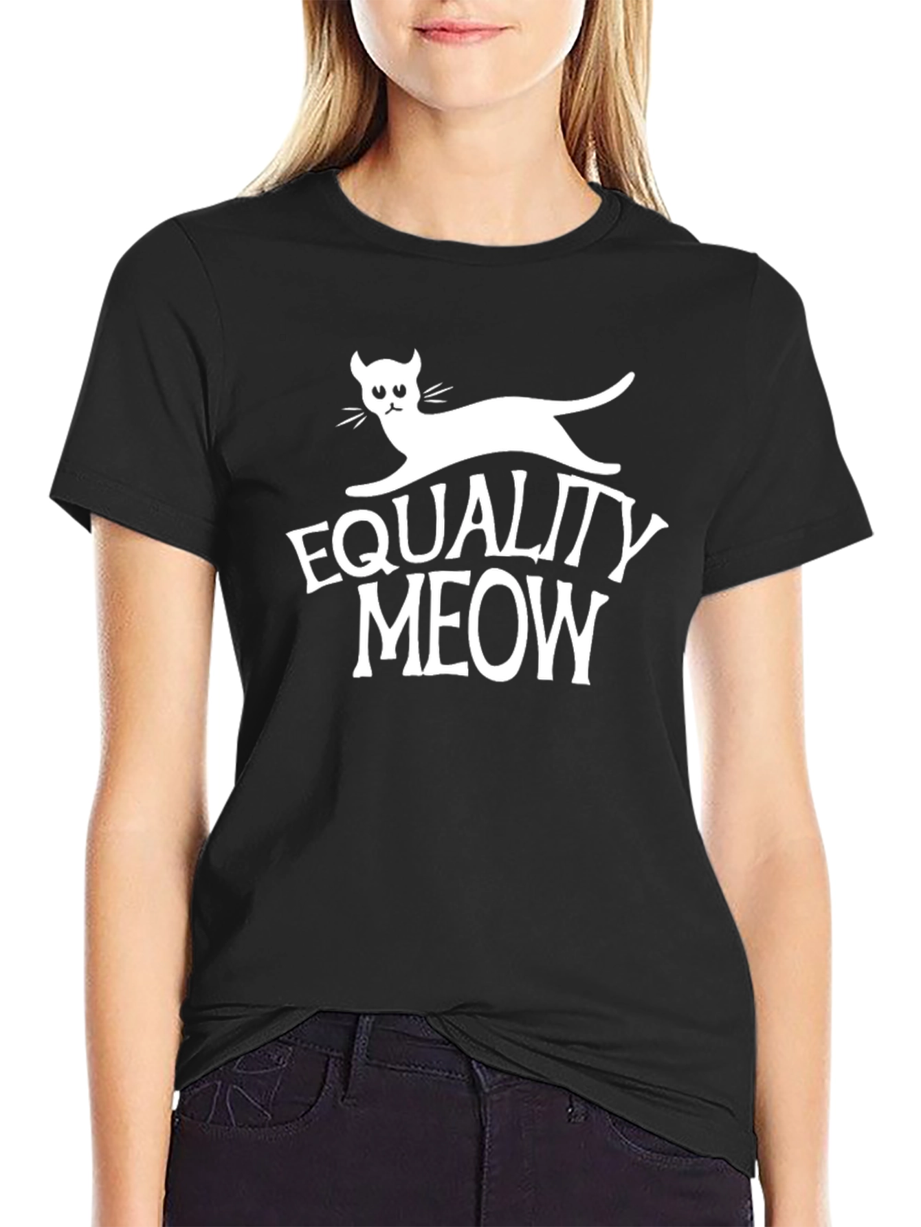 Equality Meow T-Shirt - Black Graphic Tee