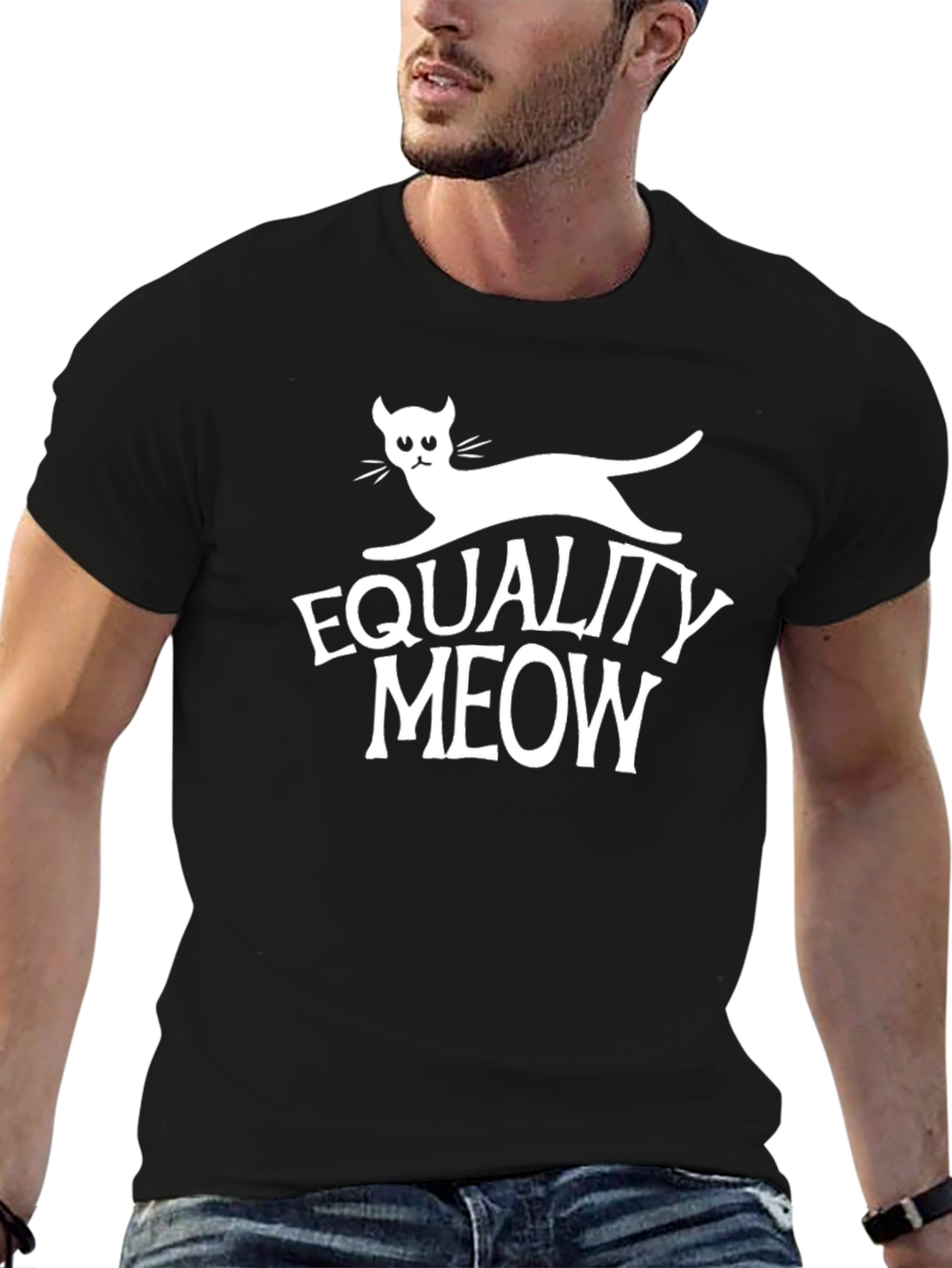 Equality Meow T-Shirt - Black Graphic Tee