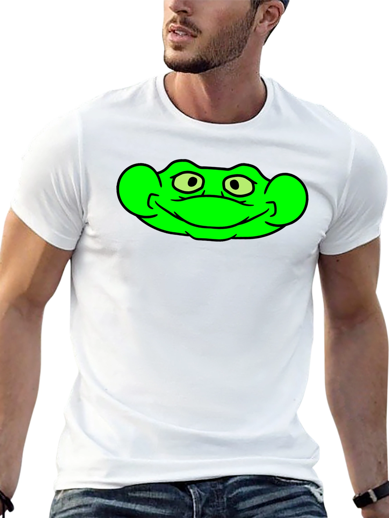 Green Frog Graphic Black T-Shirt