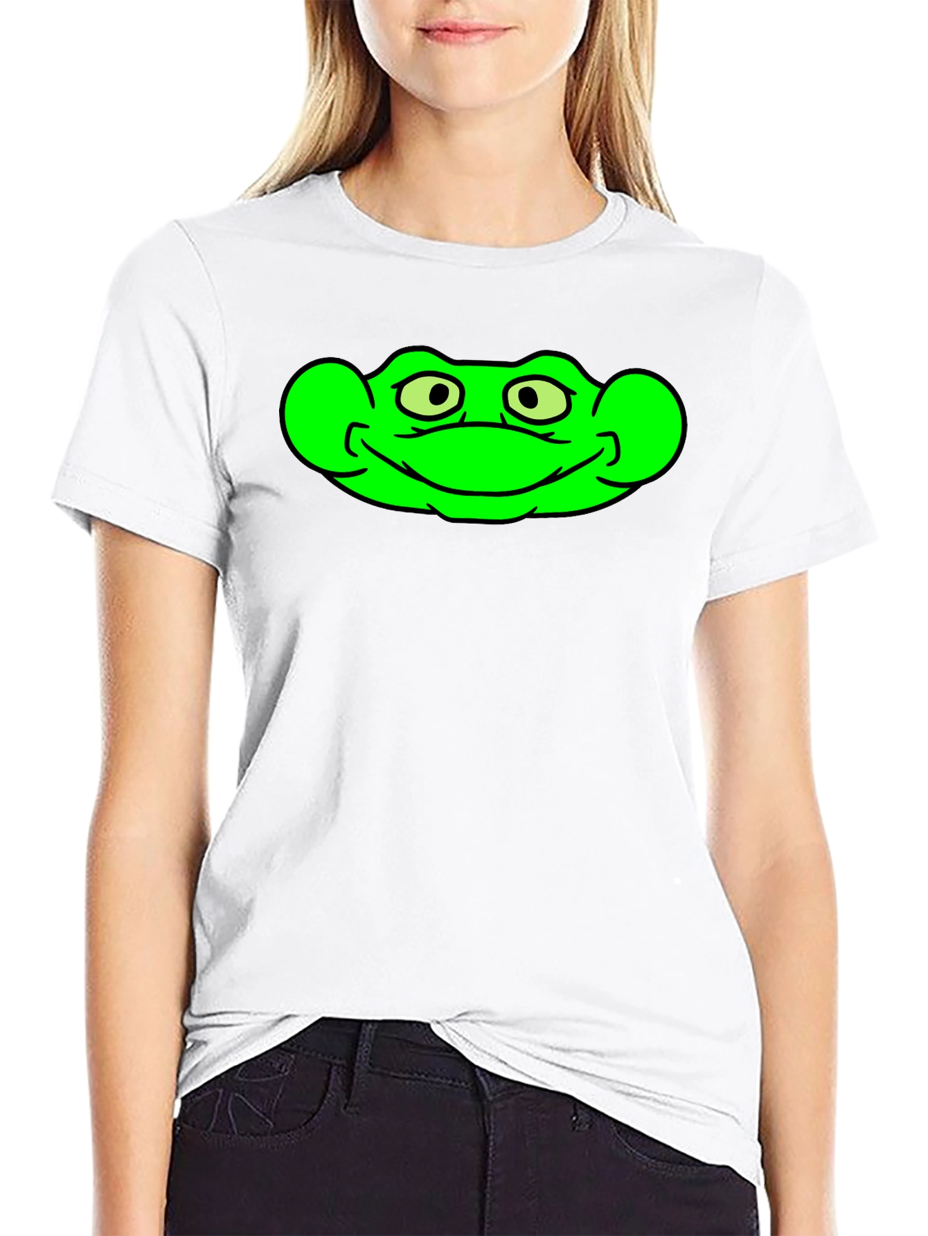 Green Frog Graphic Black T-Shirt
