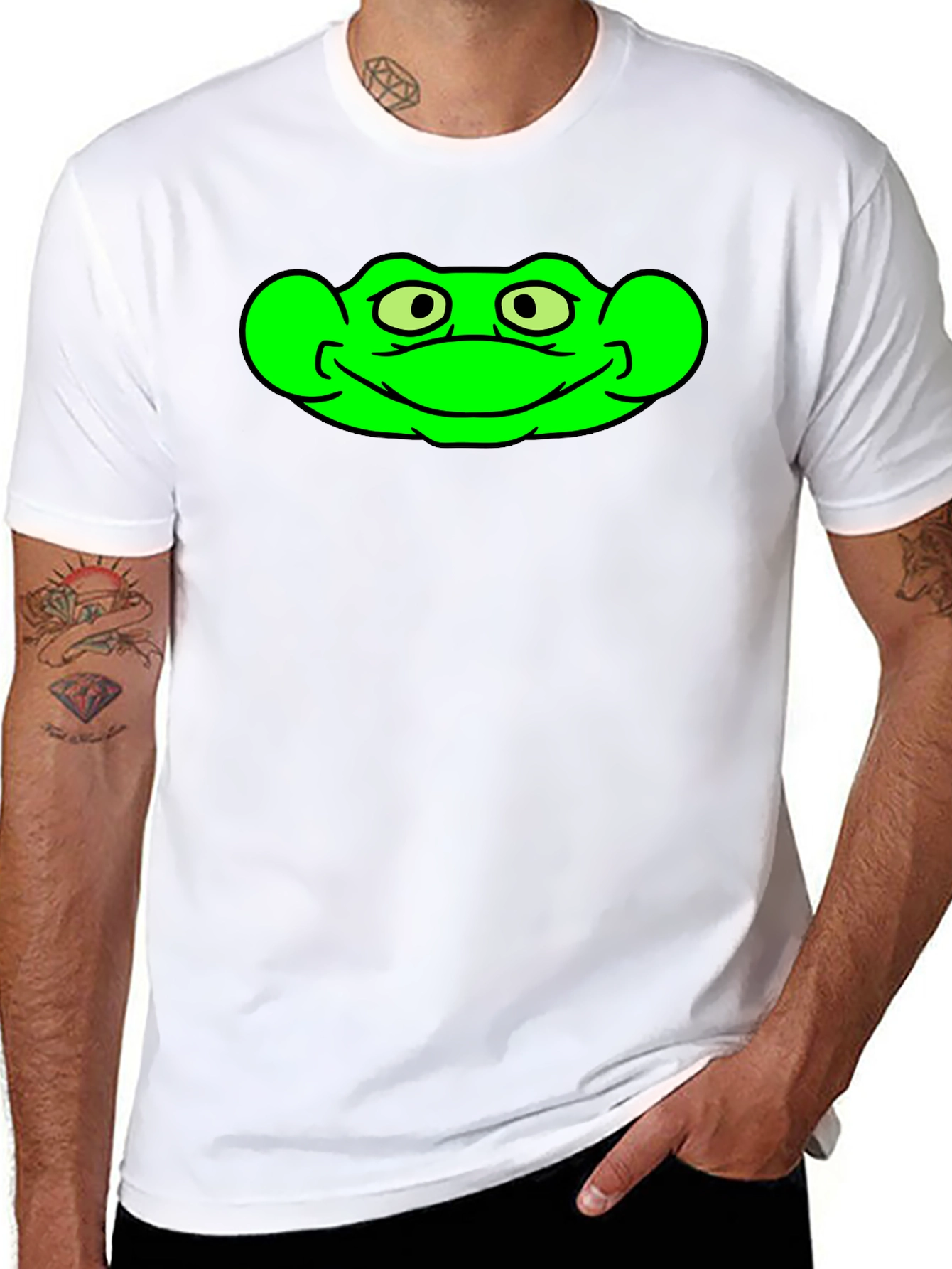 Green Frog Graphic Black T-Shirt