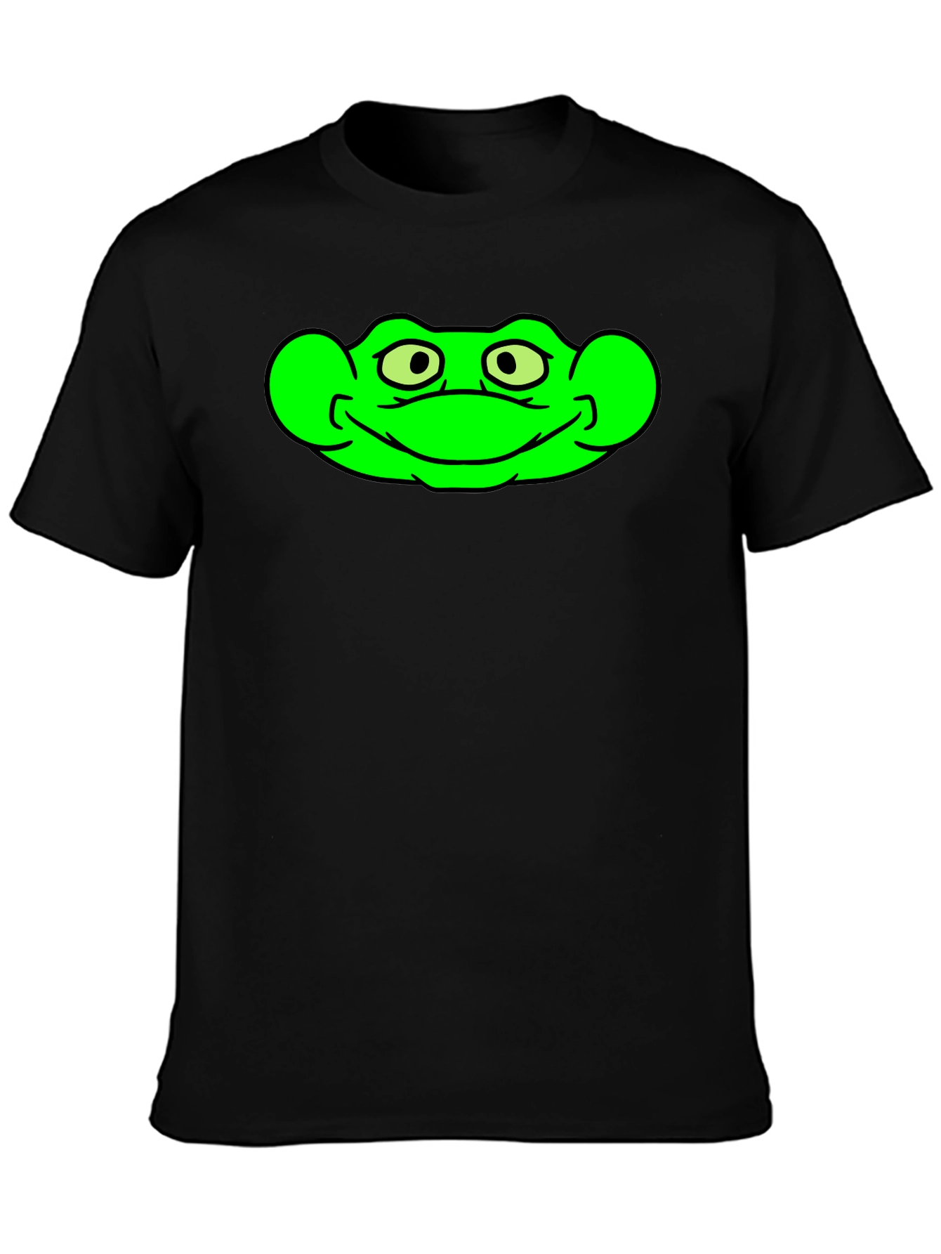 Green Frog Graphic Black T-Shirt