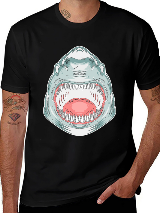 Shark Mouth Graphic Tee - Bold Black Cotton T-Shirt