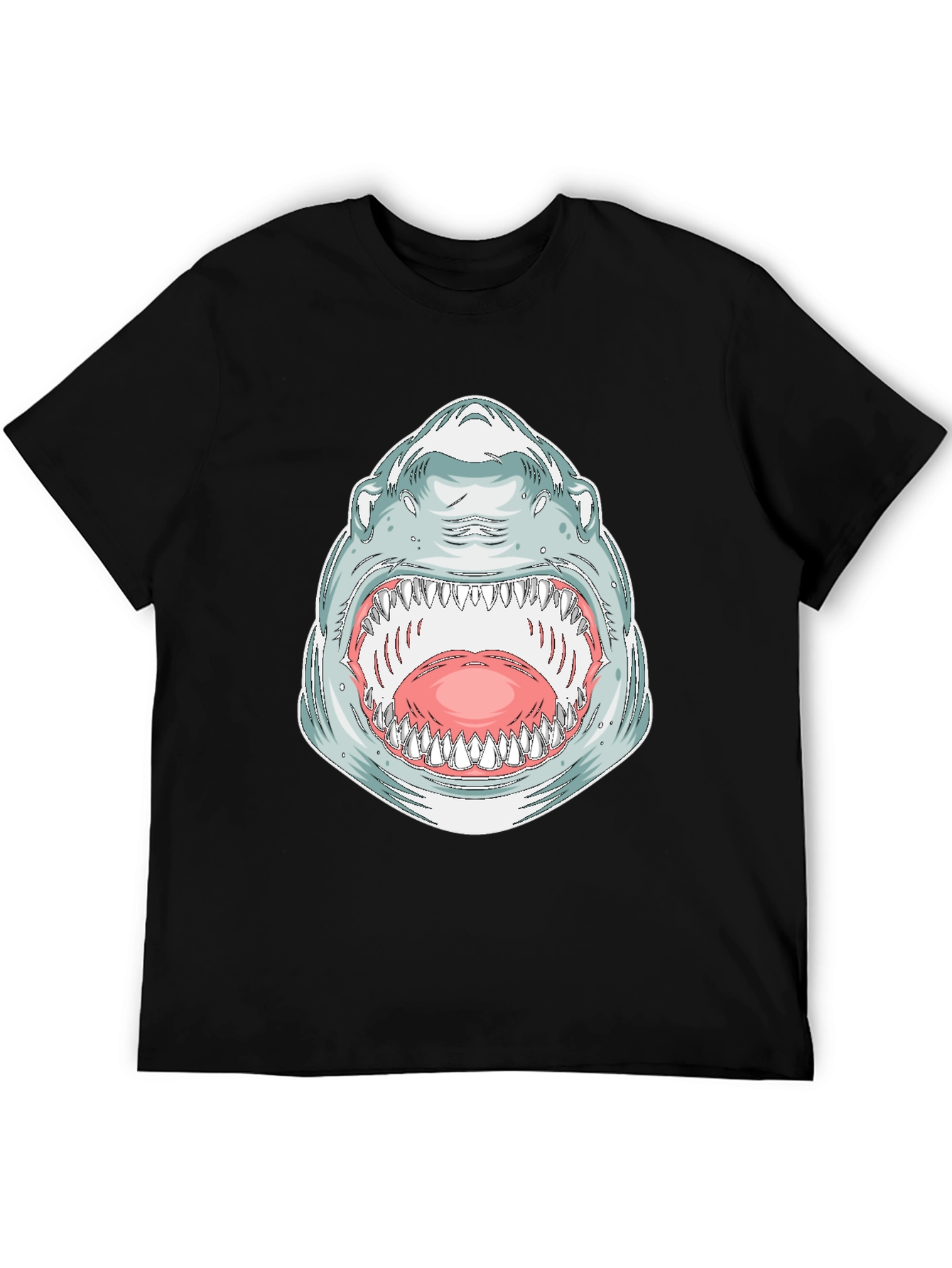 Shark Mouth Graphic Tee - Bold Black Cotton T-Shirt