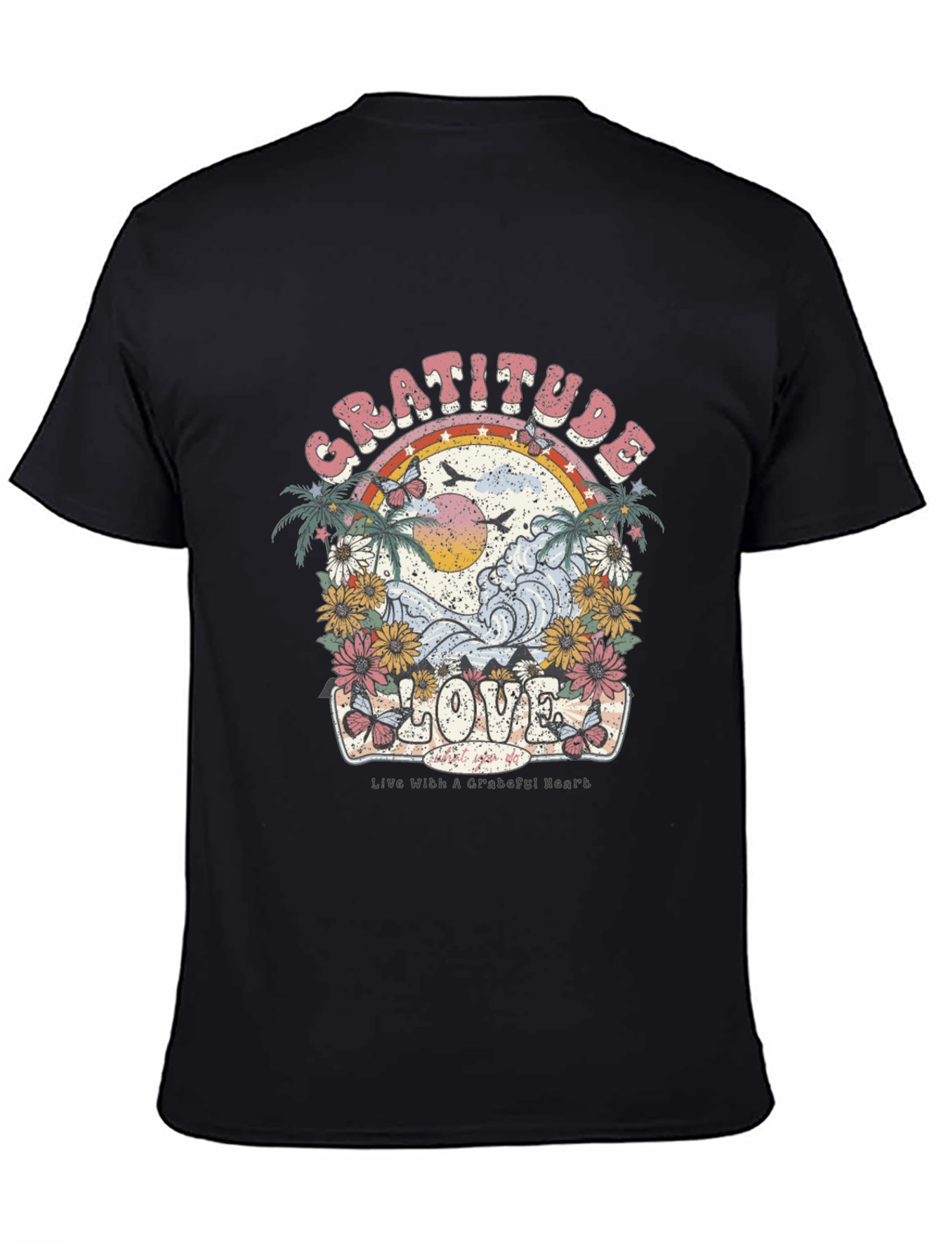 Gratitude Love Graphic T-Shirt - Black