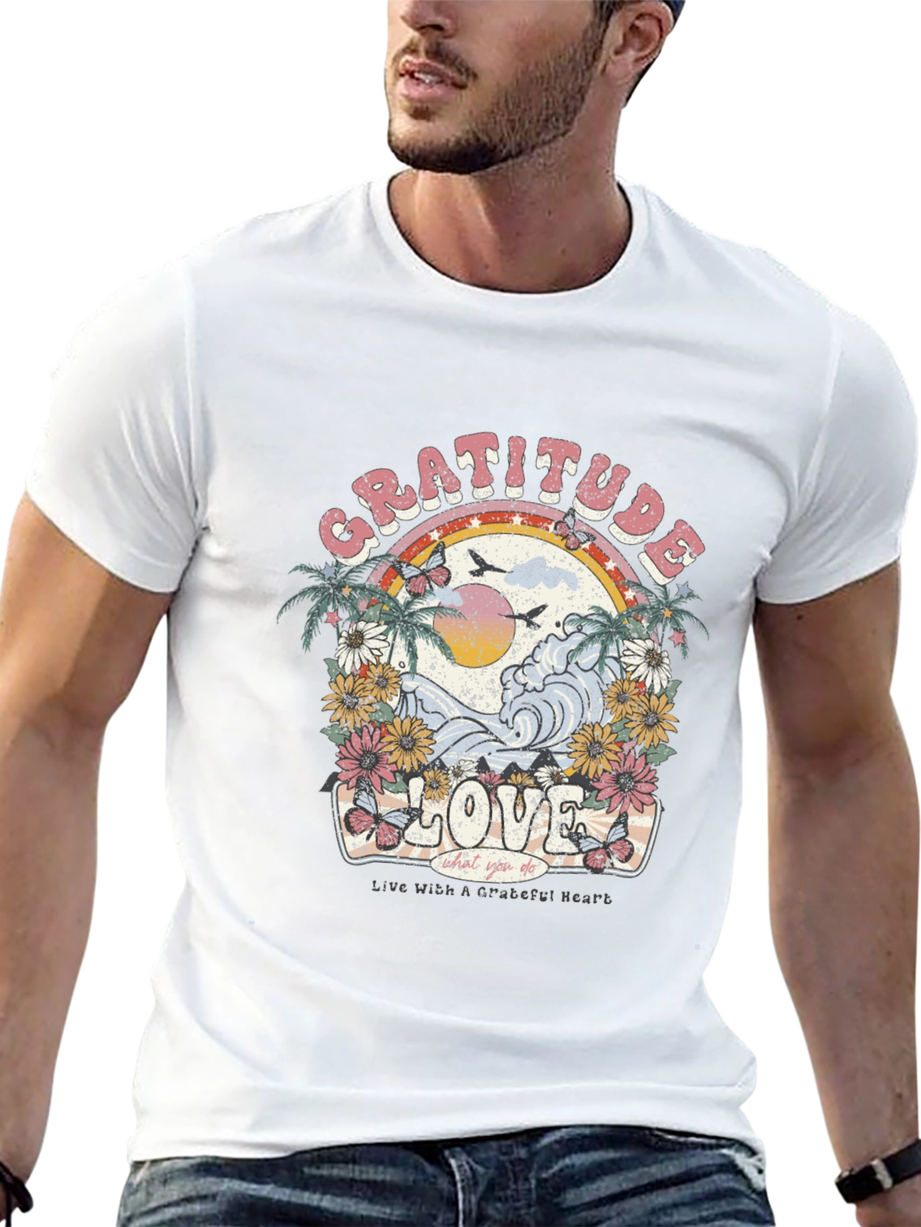 Gratitude Love Graphic T-Shirt - Black