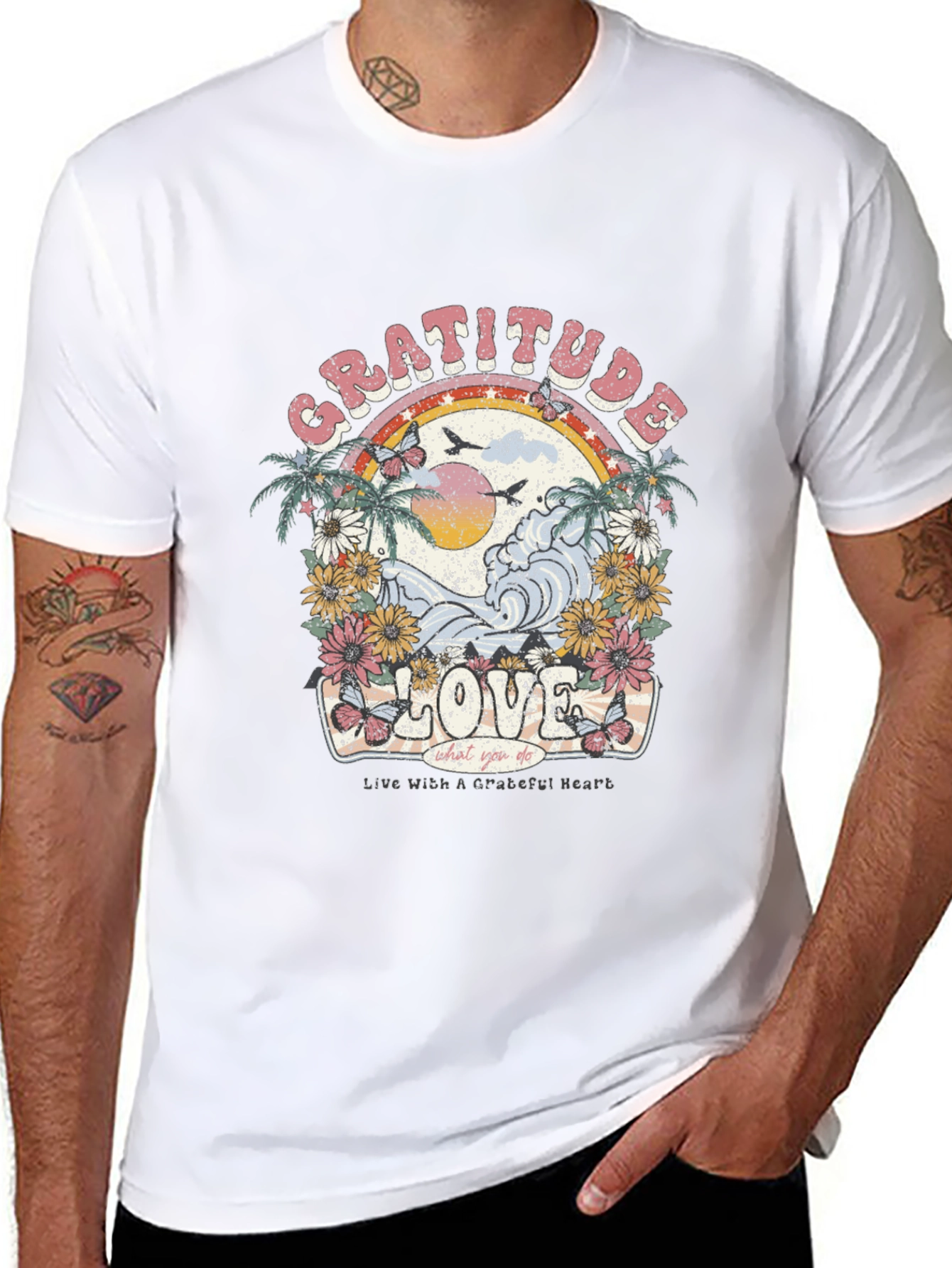 Gratitude Love Graphic T-Shirt - Black