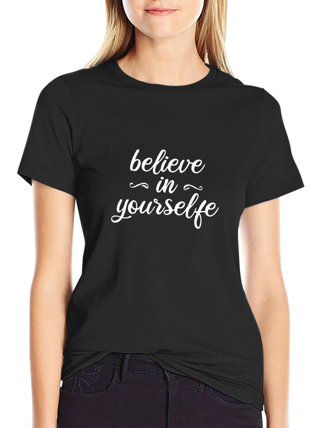 Believe in Yourself Graphic T-Shirt - Black Casual Tee