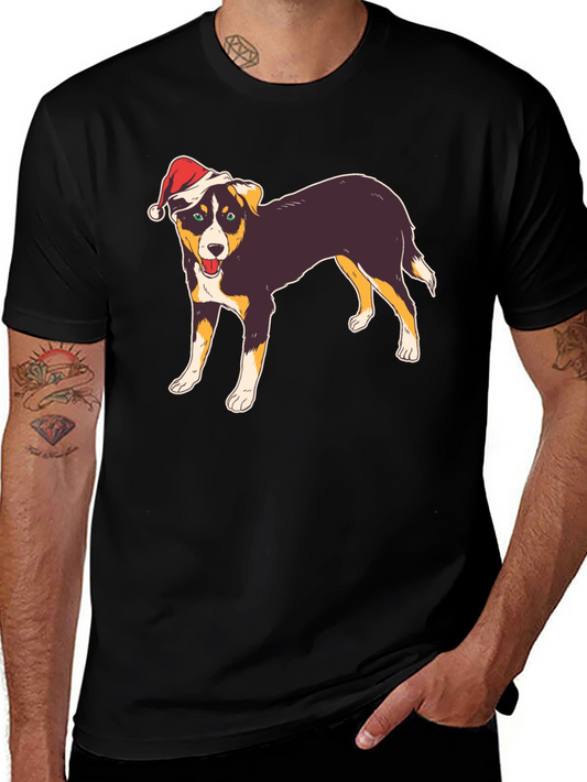 Festive Dog Graphic Tee - Christmas Holiday