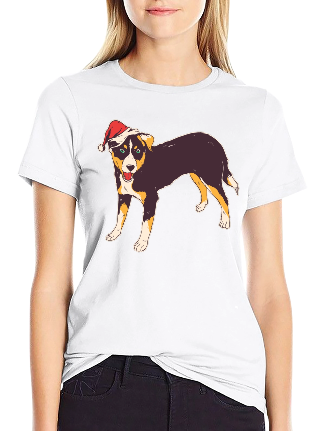 Festive Dog Graphic Tee - Christmas Holiday