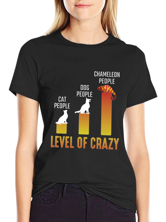 Level of Crazy Graphic T-Shirt - Cat Dog Chameleon People