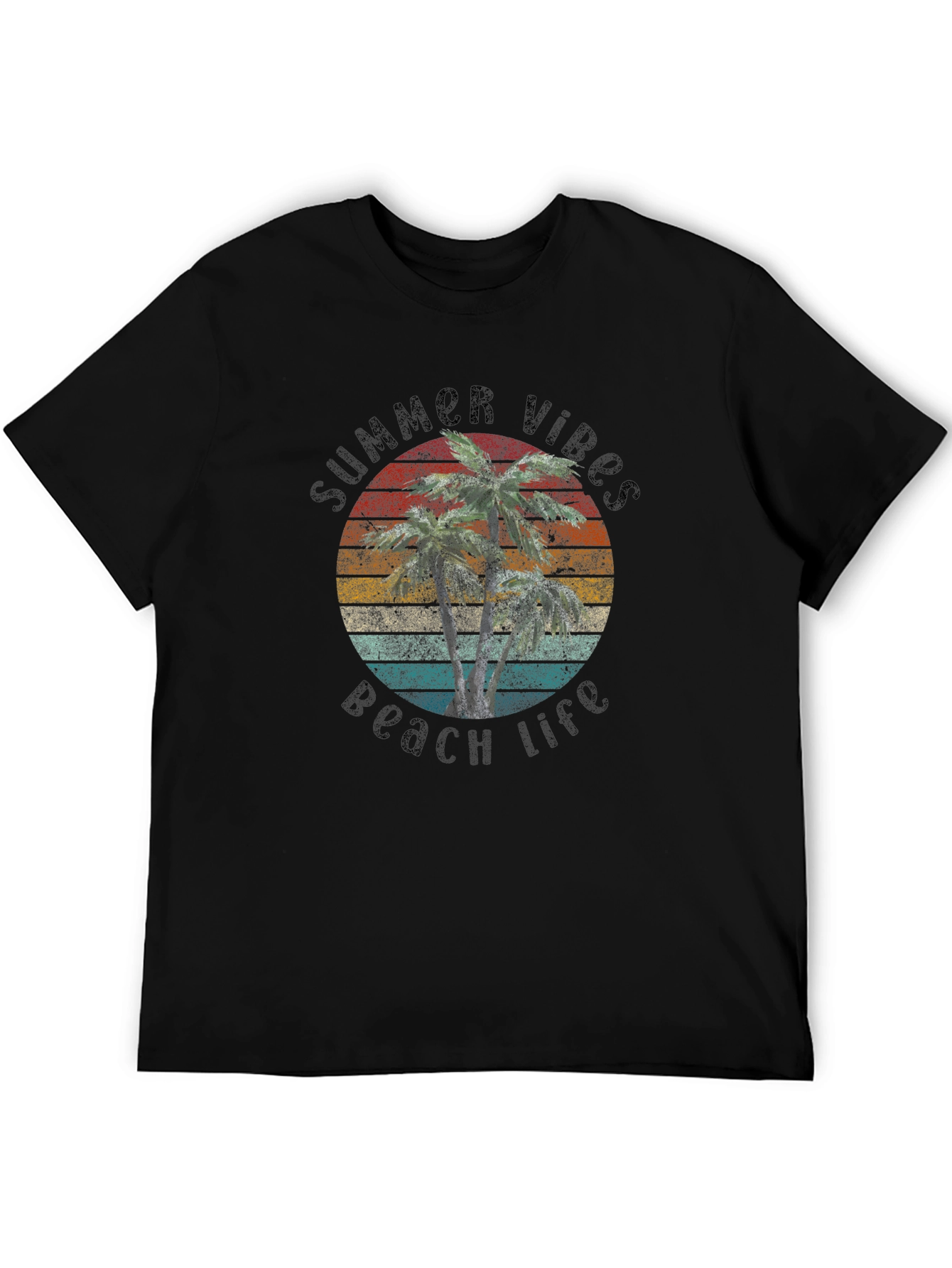 Summer Vibes Beach Life Black T-Shirt