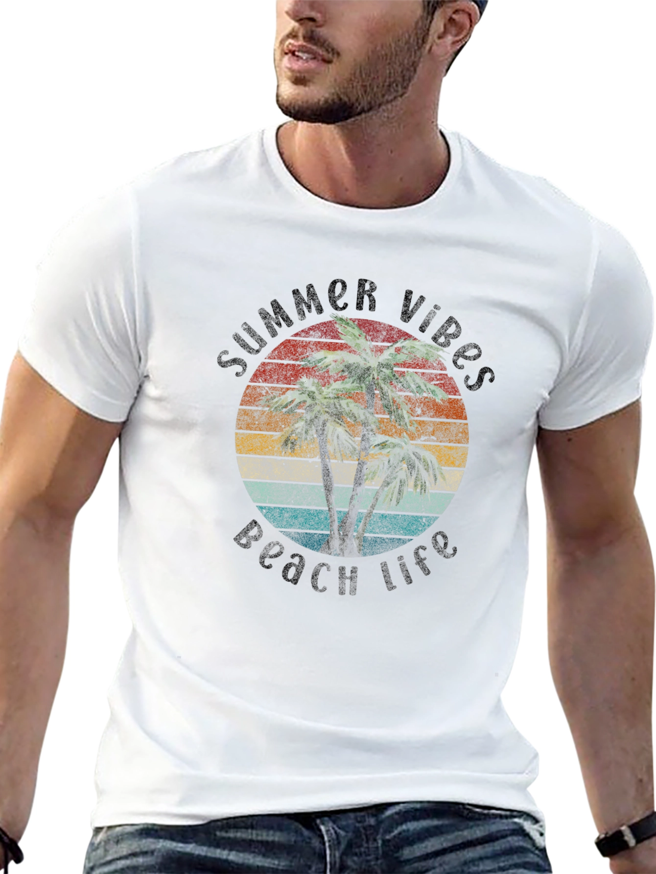 Summer Vibes Beach Life Black T-Shirt
