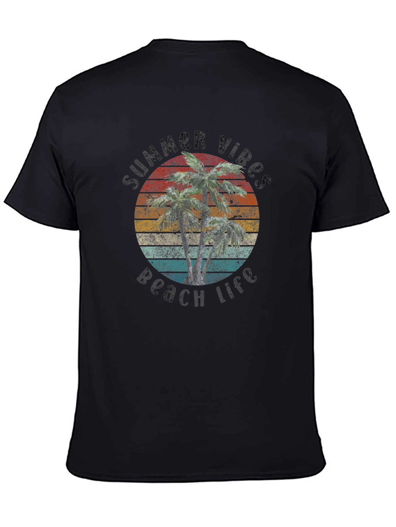 Summer Vibes Beach Life Black T-Shirt