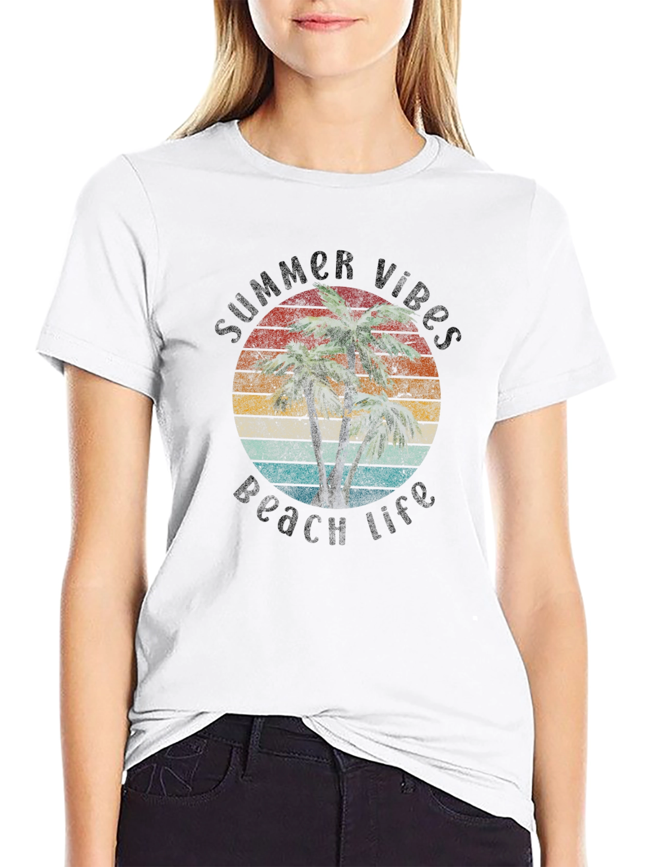 Summer Vibes Beach Life Black T-Shirt