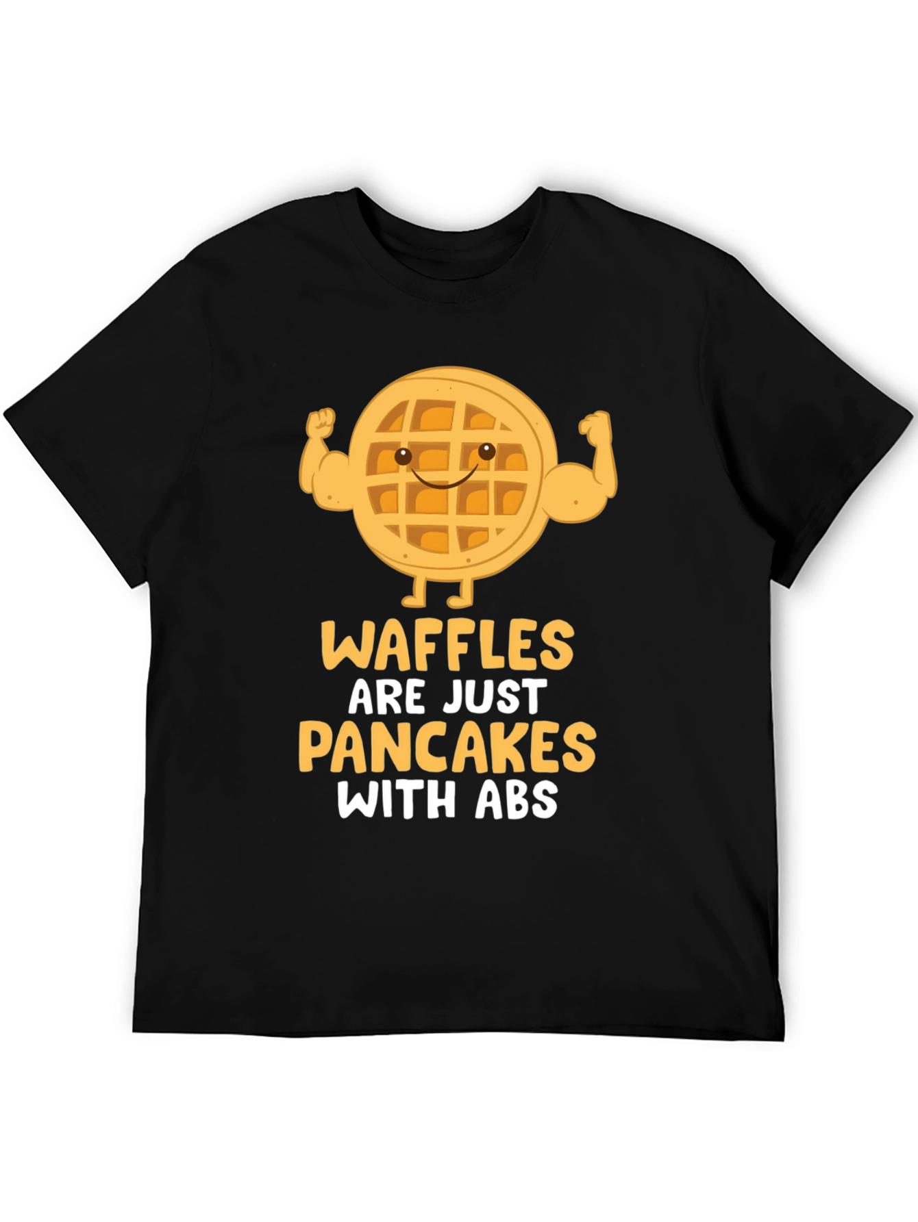 Waffles With Abs Funny Graphic Tee - Black