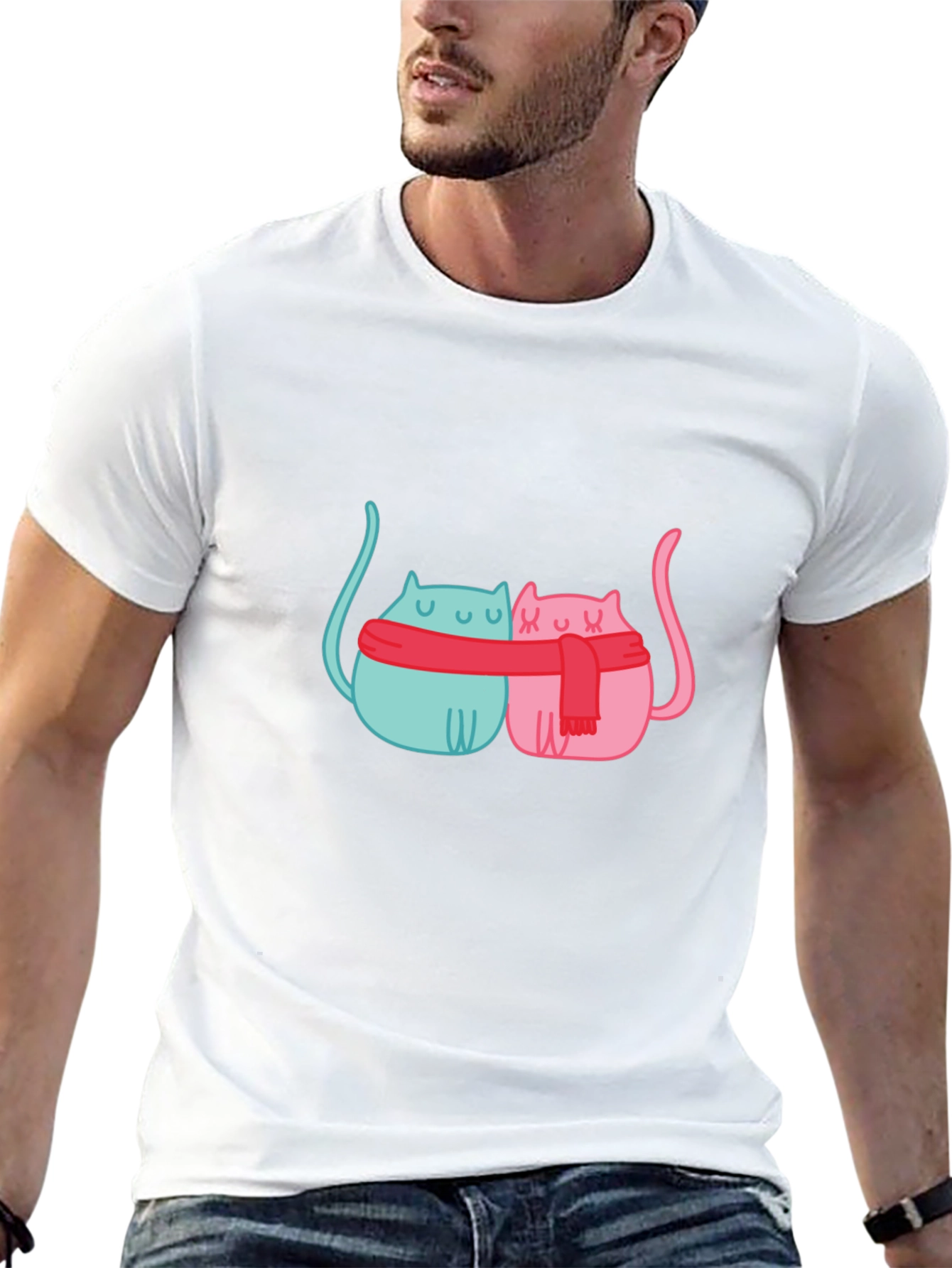 Cute Cats in Scarves Graphic T-Shirt