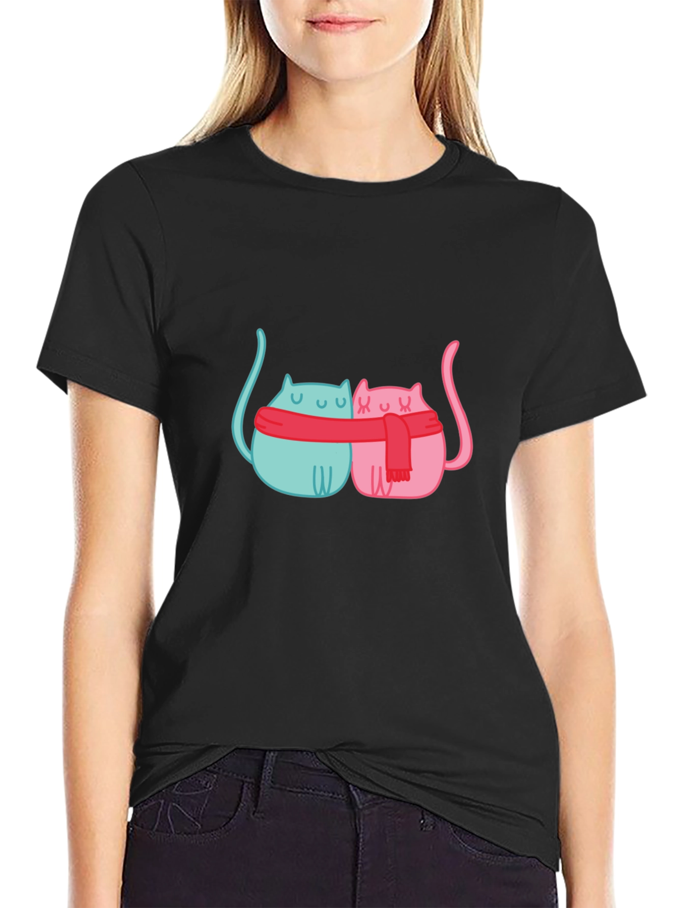 Cute Cats in Scarves Graphic T-Shirt