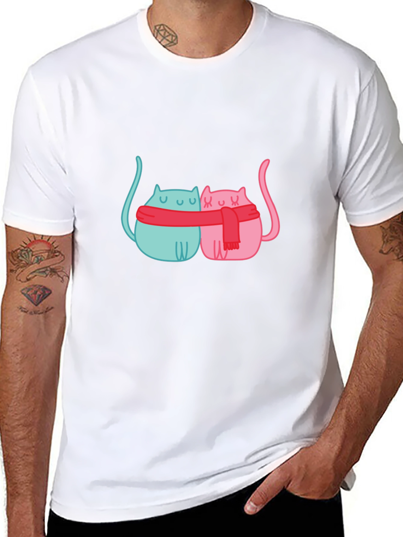 Cute Cats in Scarves Graphic T-Shirt