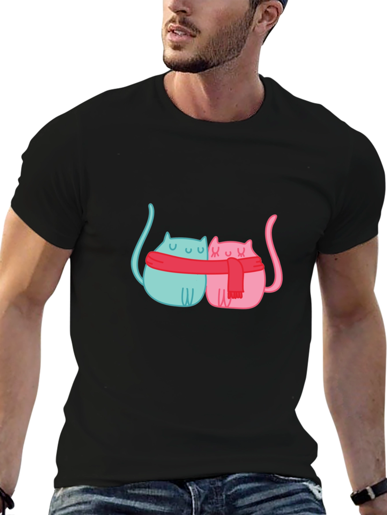 Cute Cats in Scarves Graphic T-Shirt