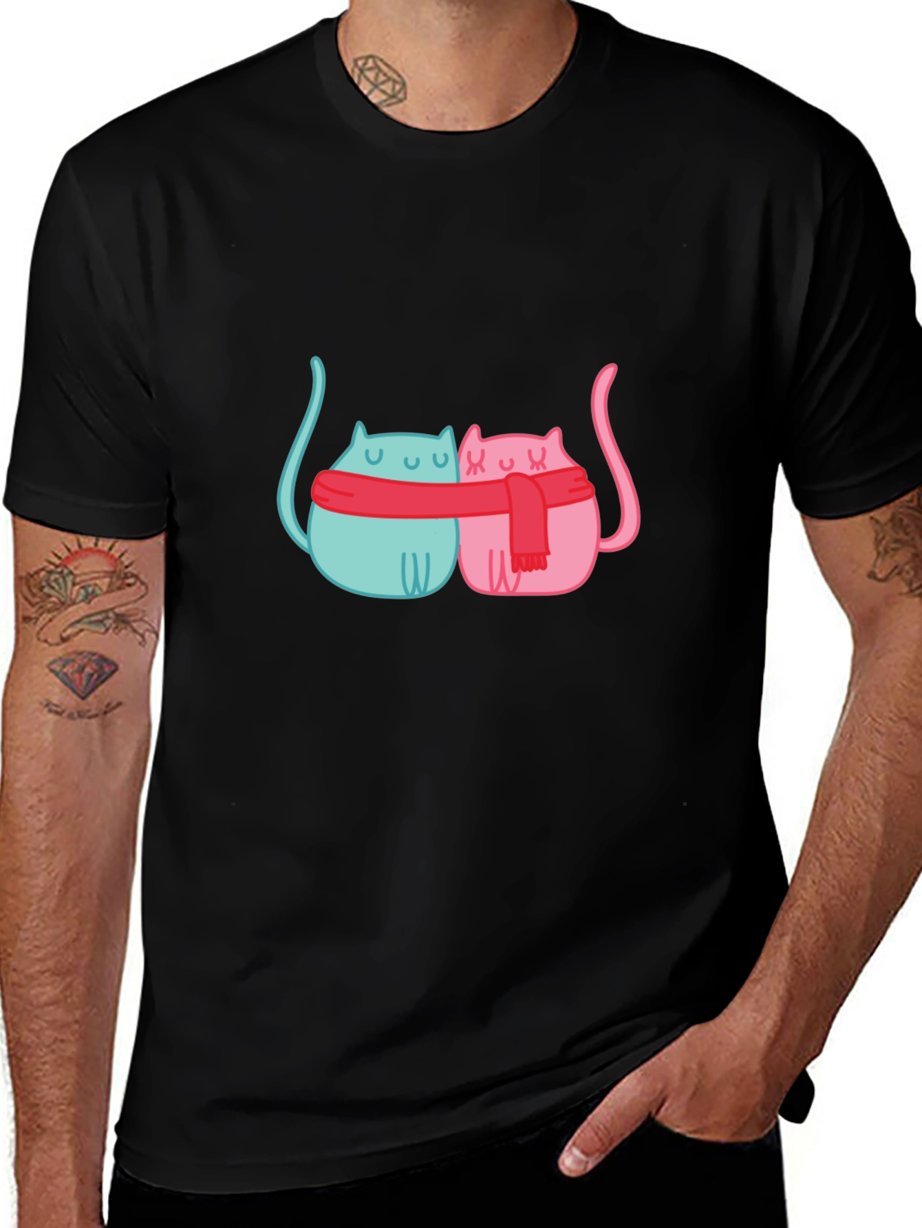Cute Cats in Scarves Graphic T-Shirt