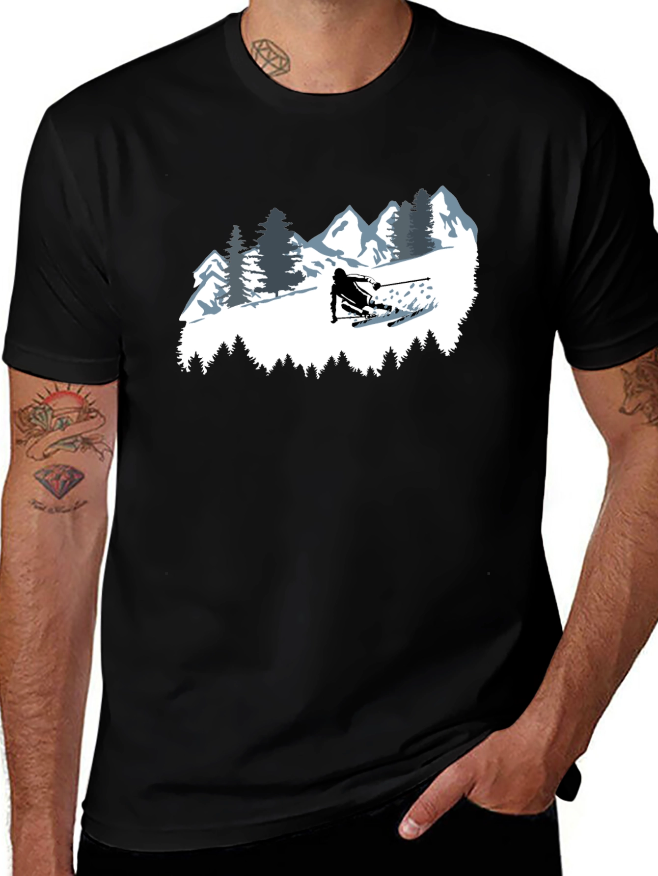 Skiing T-Shirt - Mountain Adventure Tee