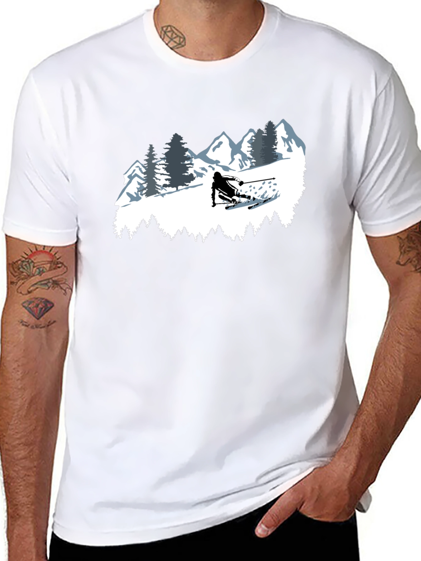 Skiing T-Shirt - Mountain Adventure Tee