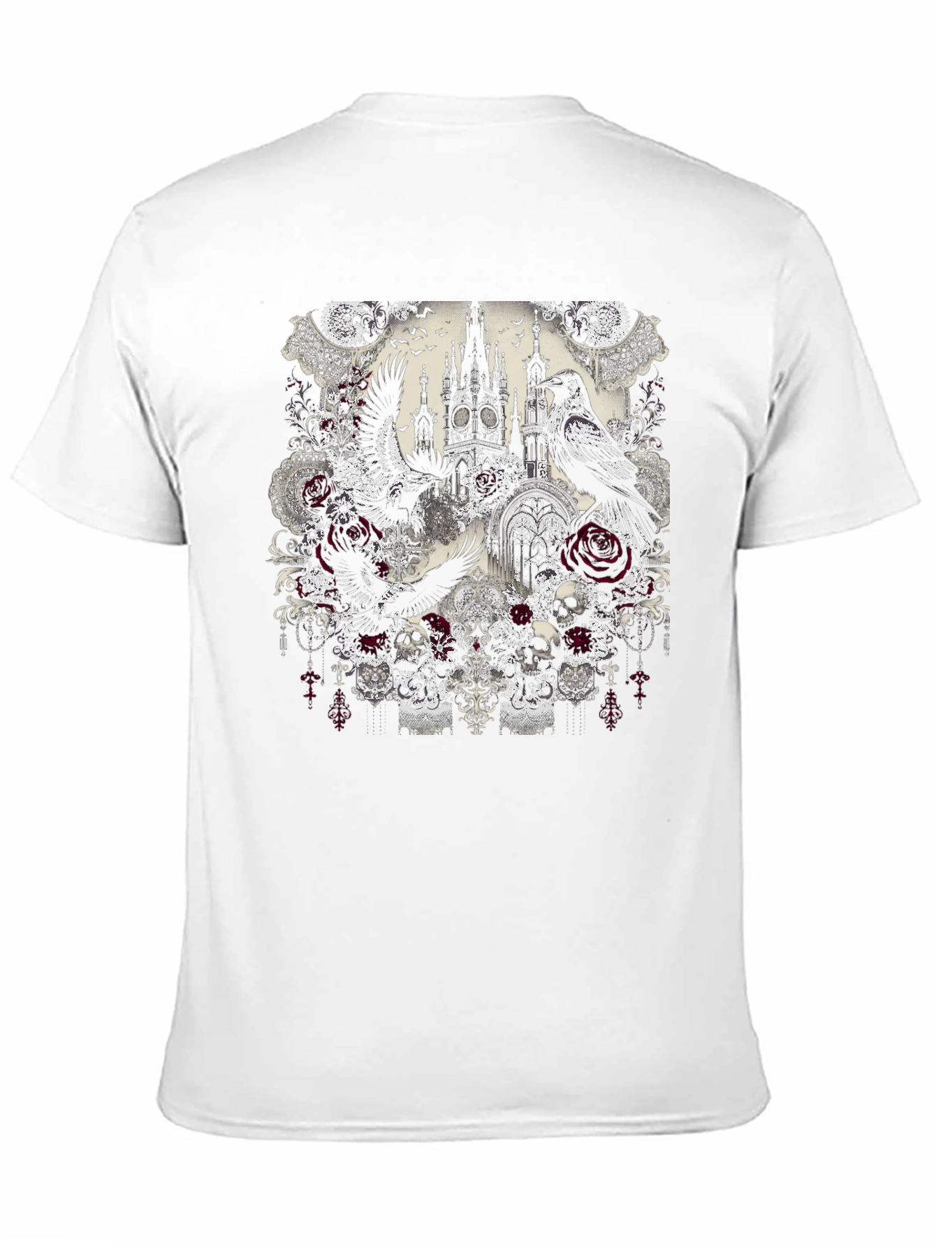 Gothic Raven & Rose Skull T-Shirt