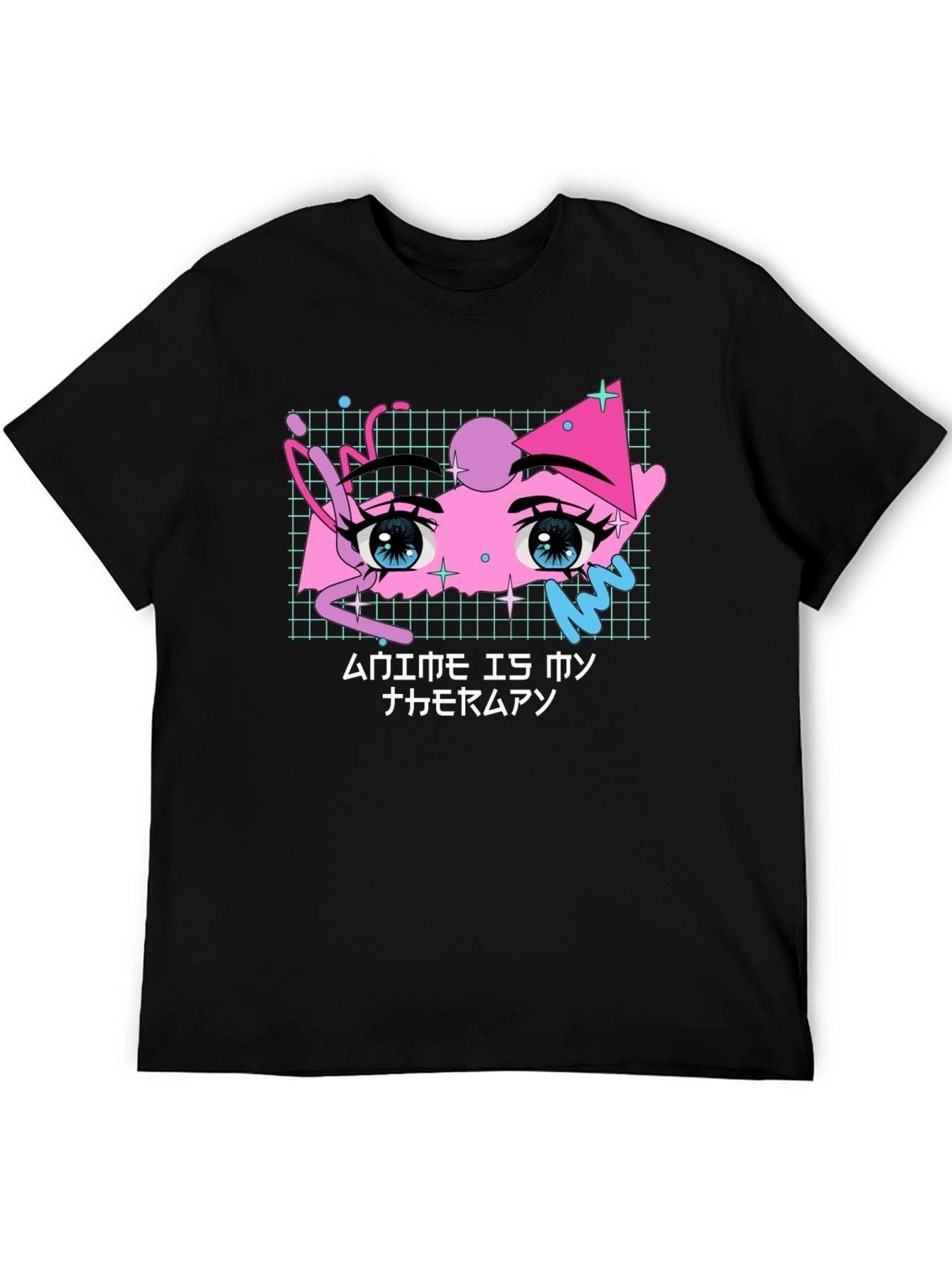 Anime Eyes Graphic Black T-Shirt