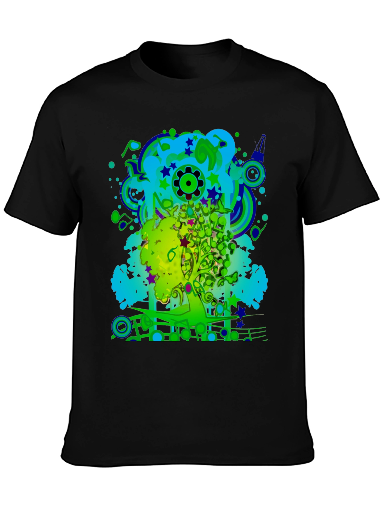 Abstract Music Art Tree Graphic T-Shirt