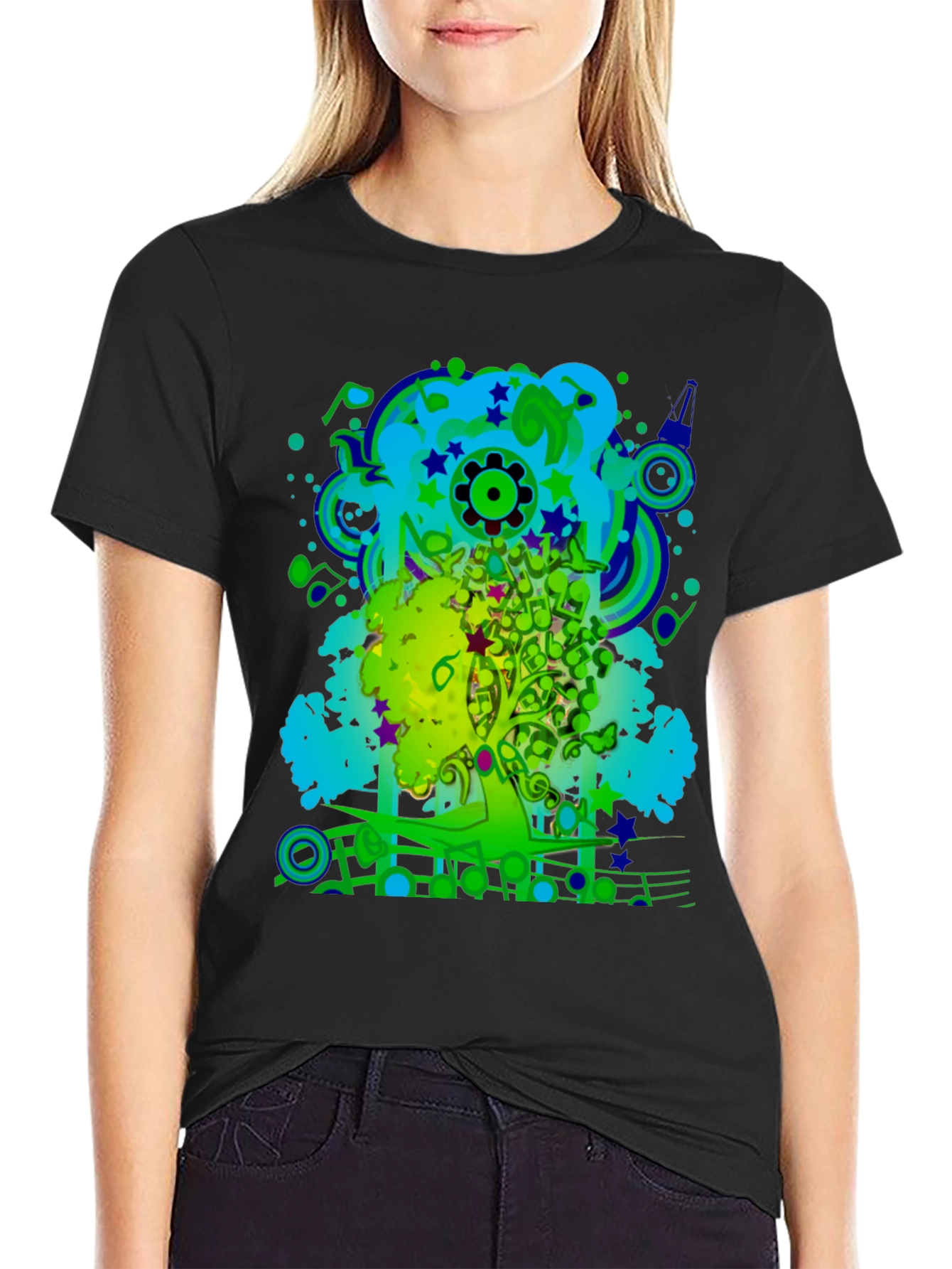 Abstract Music Art Tree Graphic T-Shirt