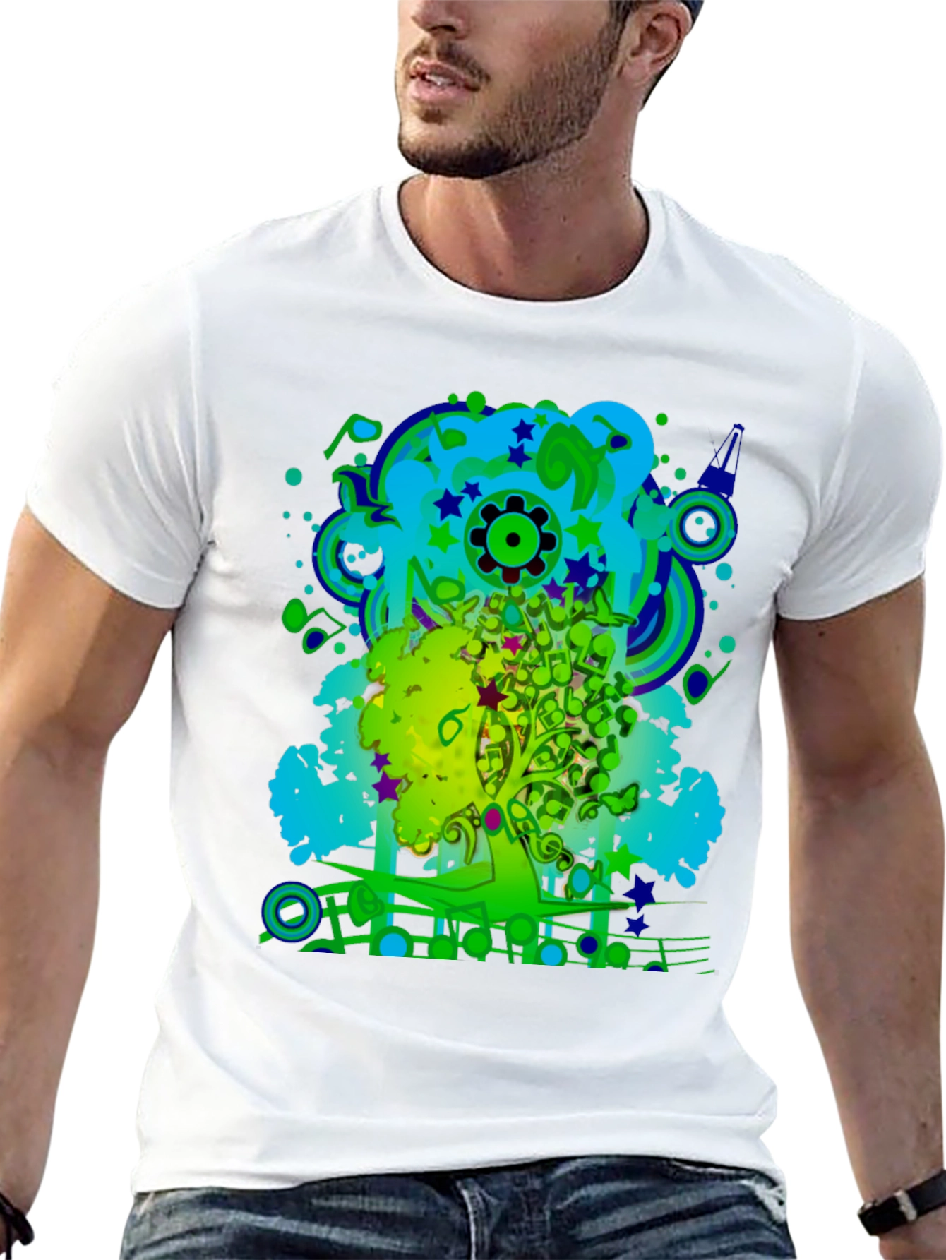 Abstract Music Art Tree Graphic T-Shirt